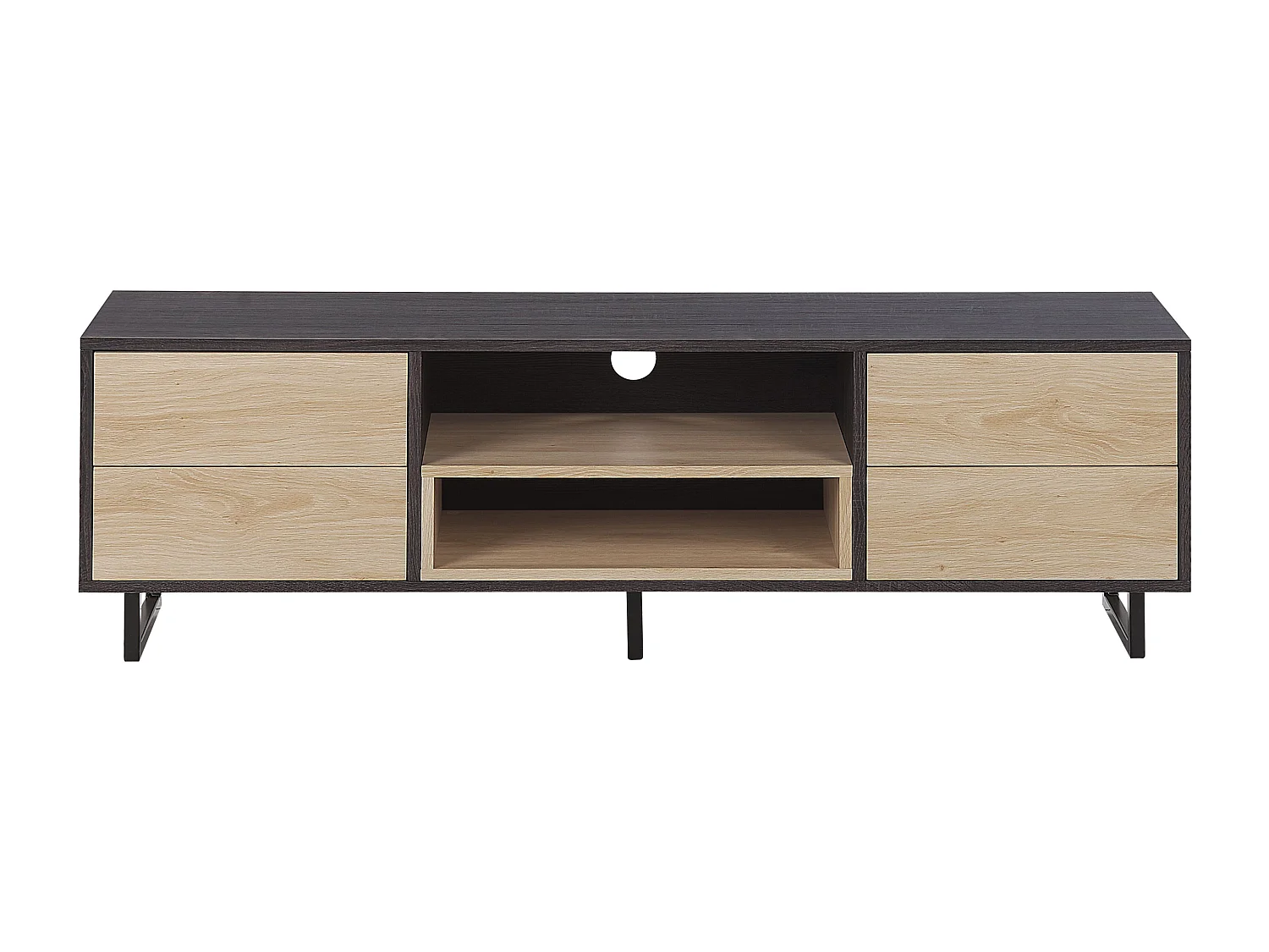 TV-Möbel braun Holzfarbton Sonoma-Eiche 4 Schubladen 2 Regale Metallgestell Maine