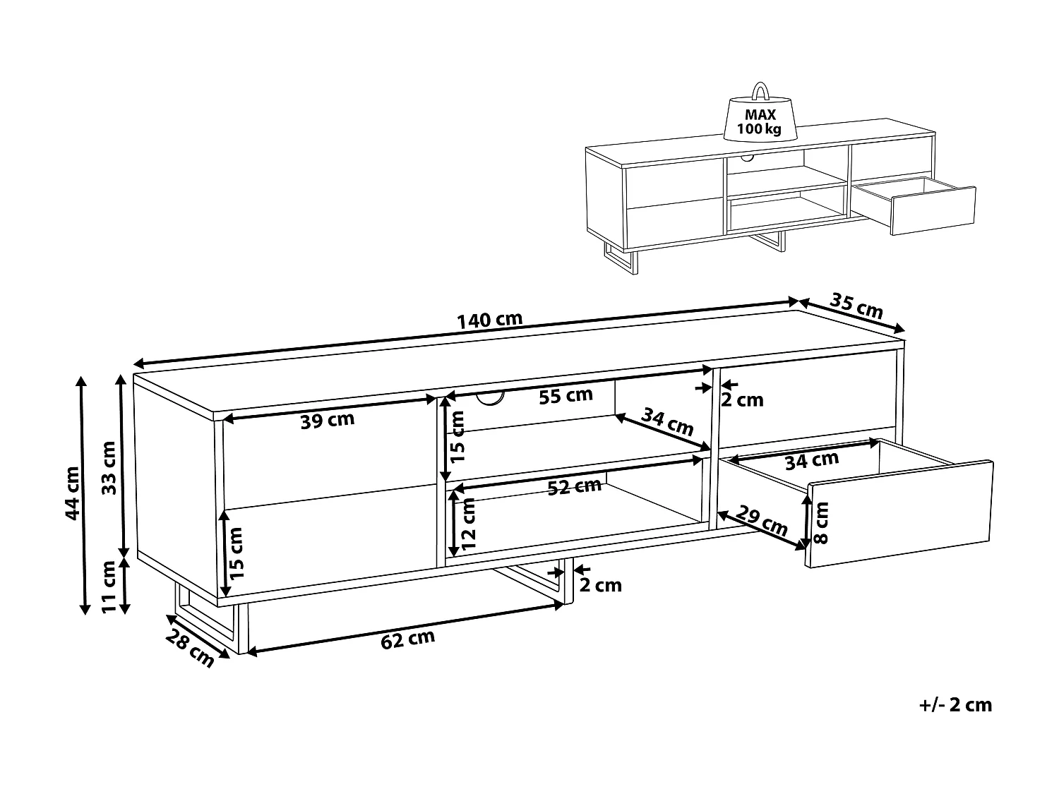 Meuble TV MAINE Marron/noir