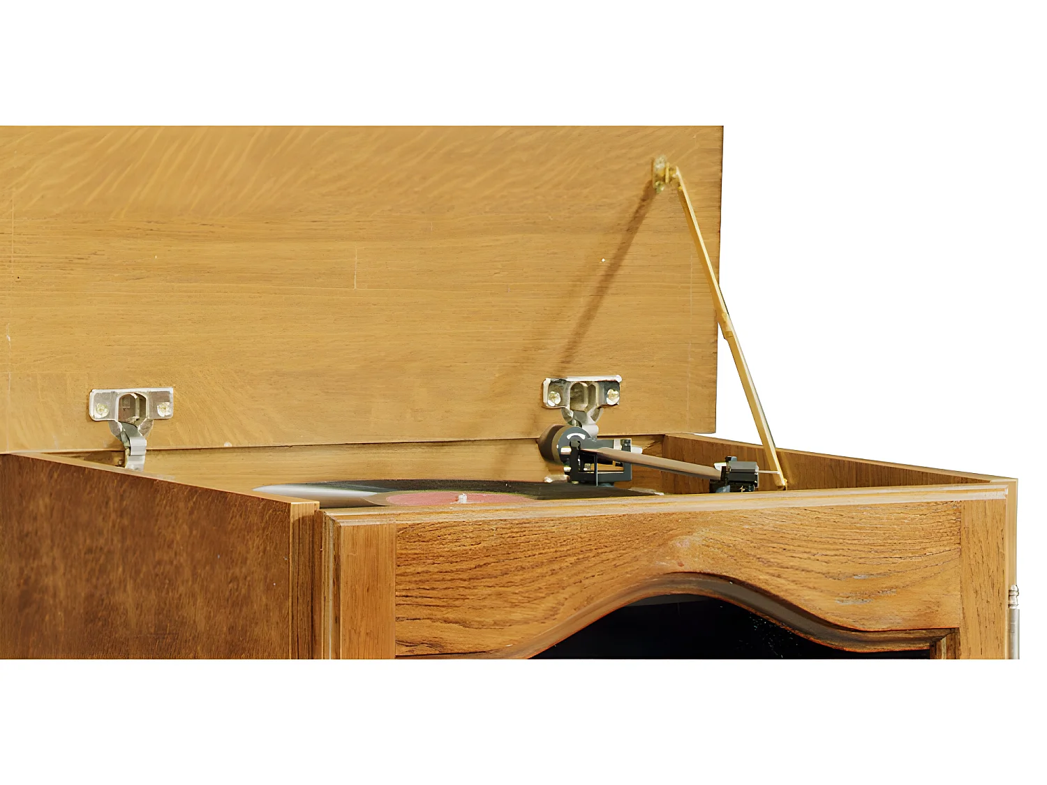 Rack HiFi Chêne 1 Porte Vitrée Dessus Relevable 5 Niches L 57 H 107 P 46.5 cm