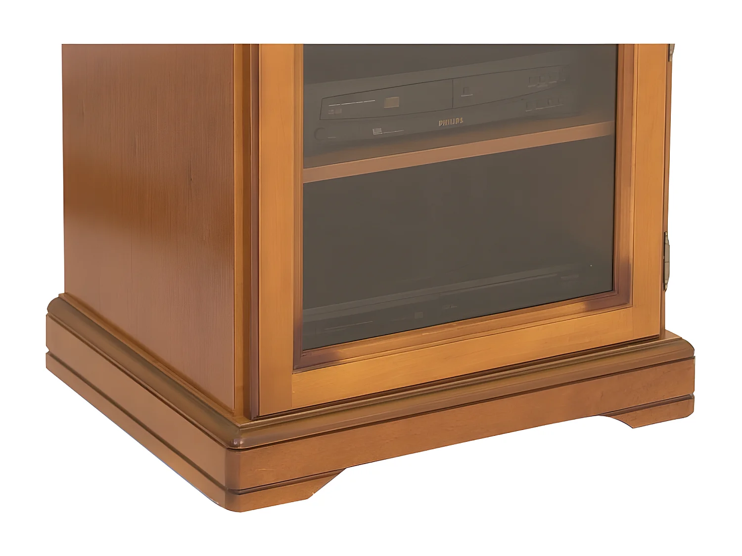 Rack Hifi Merisier 1 Porte Vitrée Dessus Relevable 5 Niches L 57 H 107 P 46.5 cm