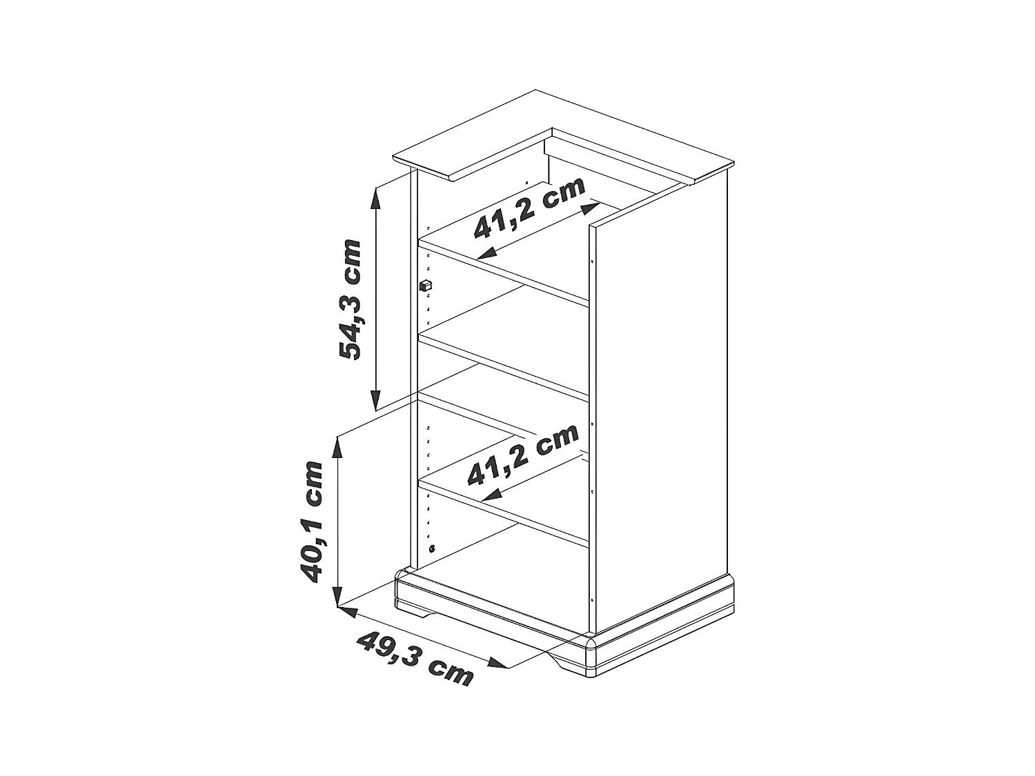 Rack Hifi Merisier 1 Porte Vitrée Dessus Relevable 5 Niches L 57 H 107 P 46.5 cm