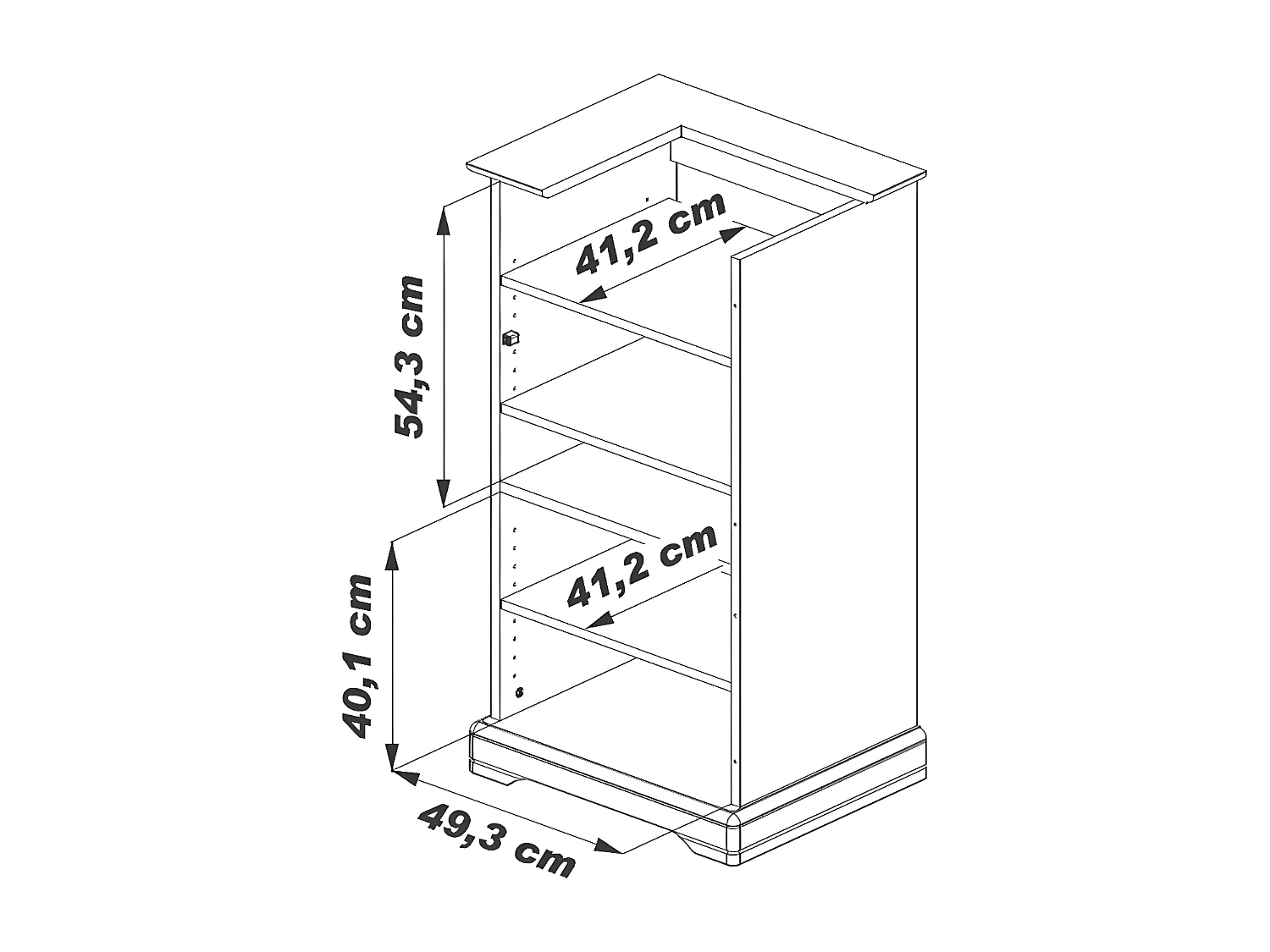 Rack Hifi Merisier 1 Porte Vitrée Dessus Relevable 5 Niches L 57 H 107 P 46.5 cm