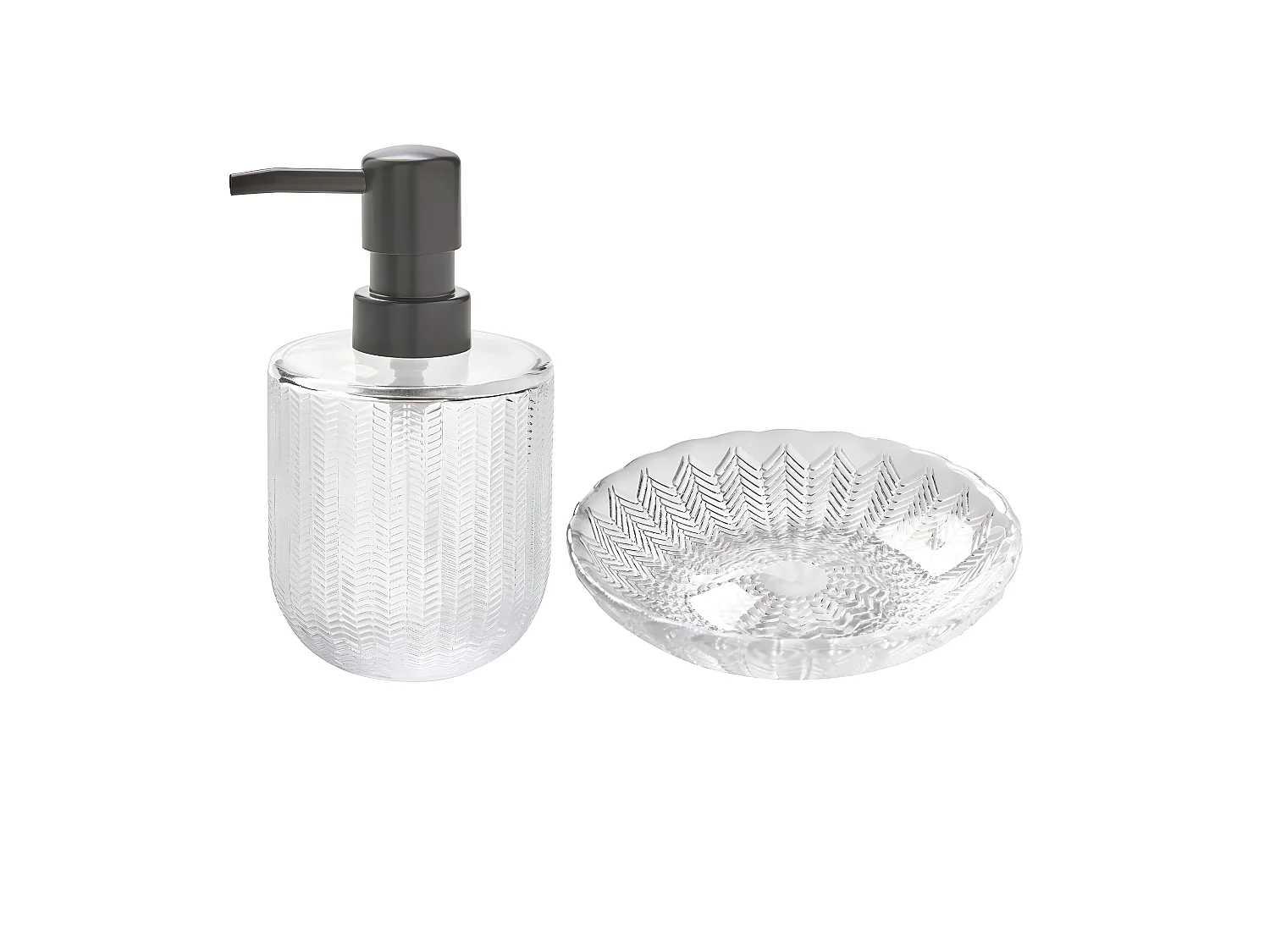 Set de salle de bain 9x9x14cm 2 pièces en verre transparent