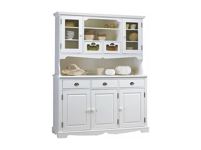 Buffet Vaisselier Blanc 5 Portes 5 Tiroirs