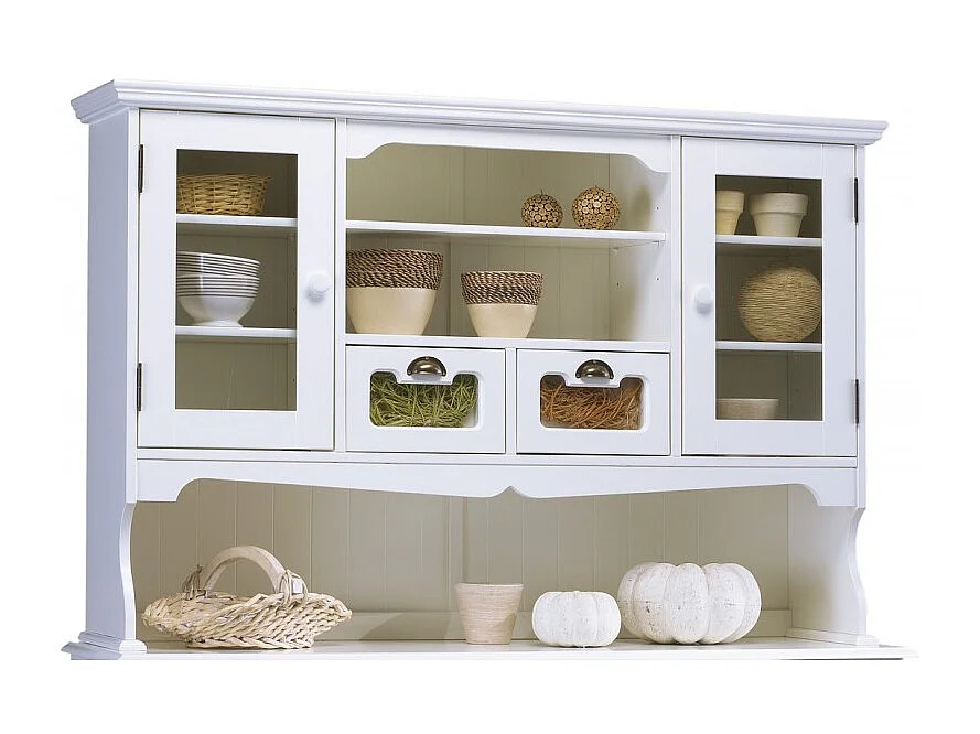 Buffet Vaisselier Blanc 5 Portes 5 Tiroirs