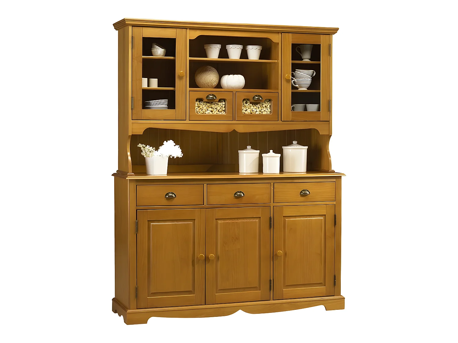 Buffet Vaisselier Pin Miel Largeur 147 cm