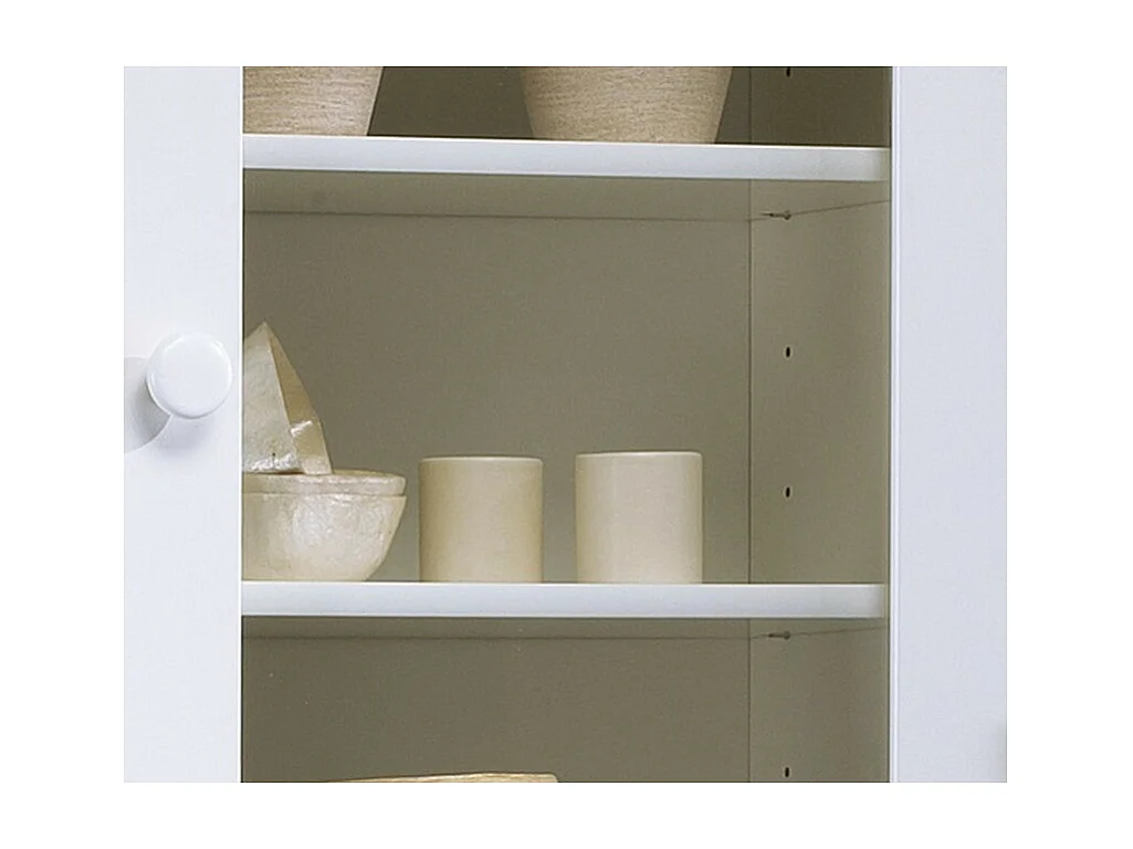 Buffet Vaisselier Blanc 4 Portes Style Anglais 6 Niches L 101 H 186 P 42 cm