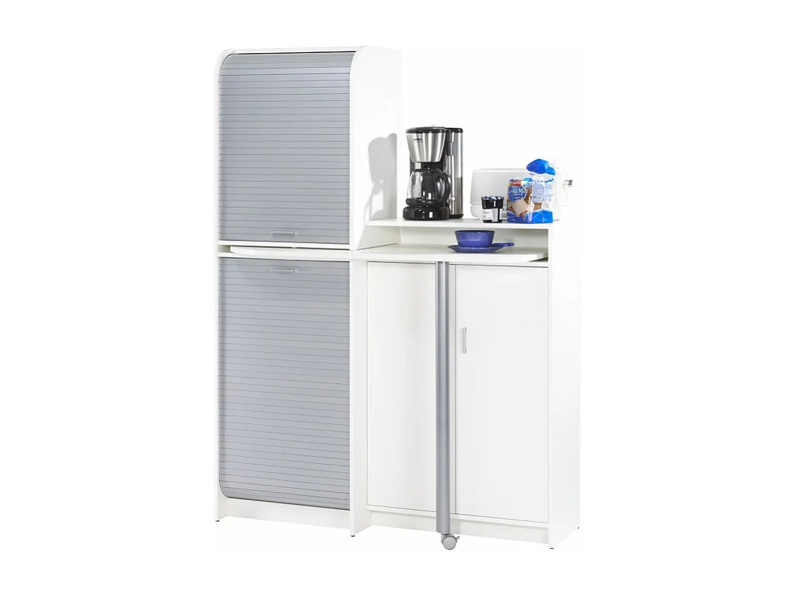 Buffet et Table de Cuisine Pivotante Blanc Alu 9 Niches