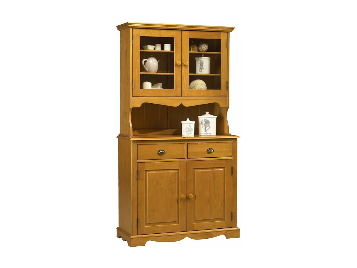 Buffet Vaisselier Pin Miel de Style Anglais