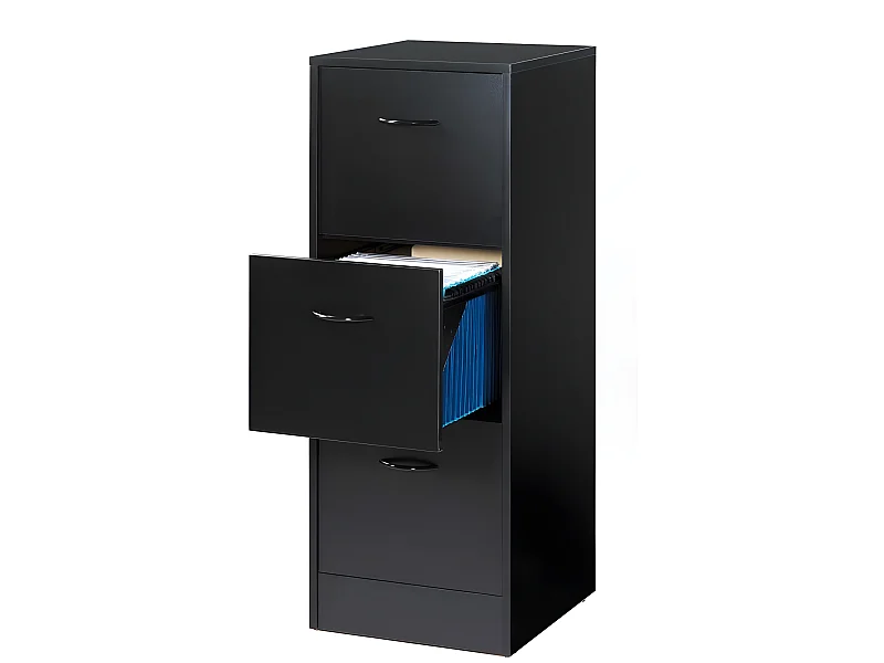 Classeur 3 Tiroirs Pour 75 Dossiers Suspendus 41,4 x 108,4 x 44 cm - Coloris: Noir