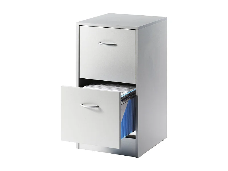 Classeur 2 Tiroirs Pour 50 Dossiers Suspendus 41,4 x 76,4 x 44 cm - Coloris: Aluminium