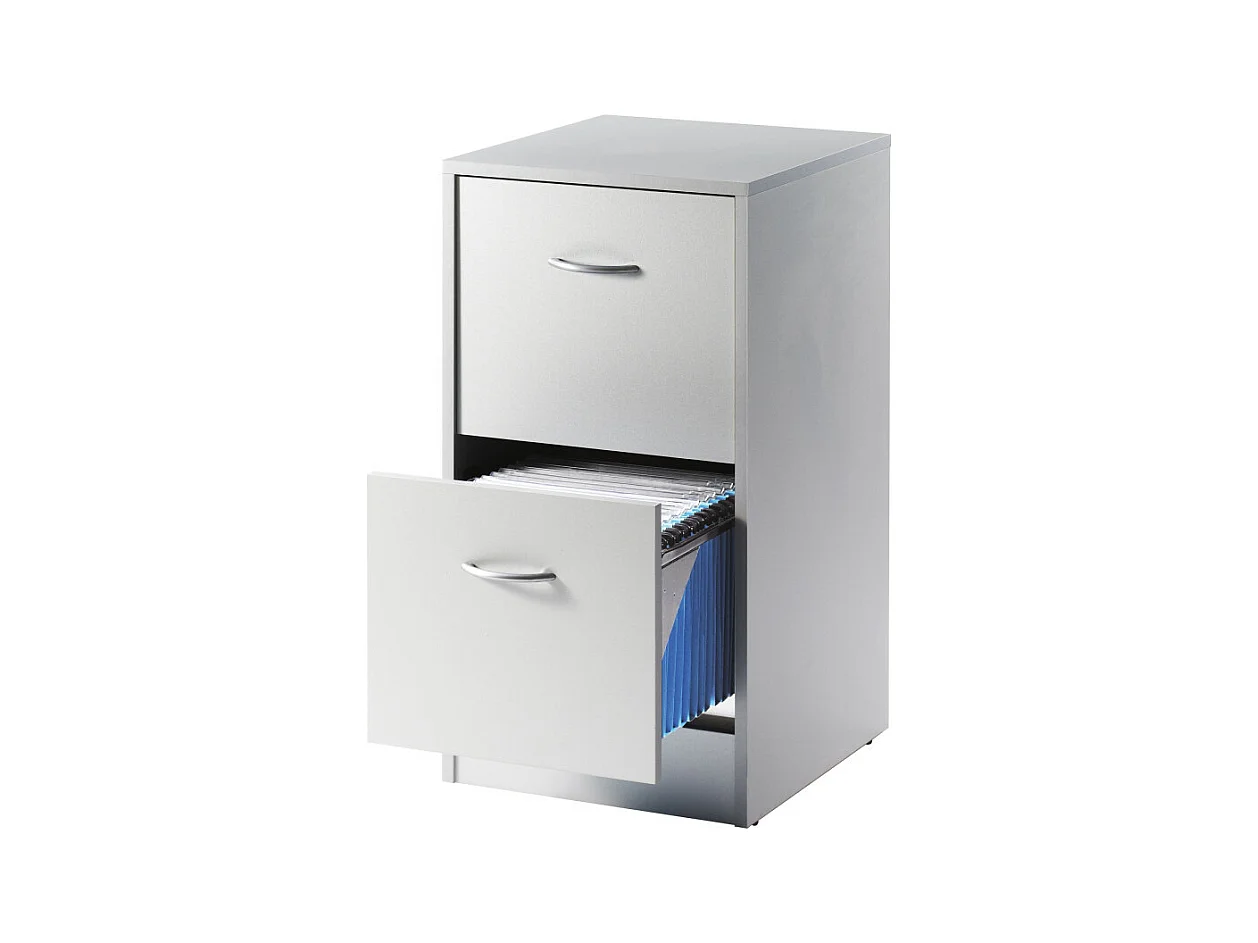 Classeur 2 Tiroirs Pour 50 Dossiers Suspendus 41,4 x 76,4 x 44 cm - Coloris: Aluminium