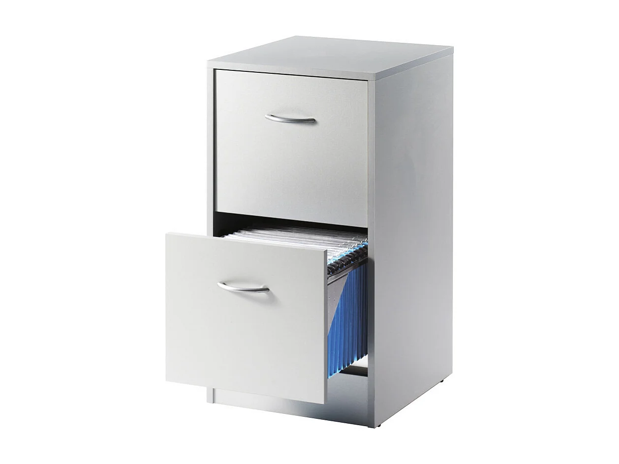 Classeur 2 Tiroirs Pour 50 Dossiers Suspendus 41,4 x 76,4 x 44 cm - Coloris: Aluminium