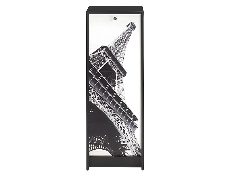 Classeur à Rideau Noir 5 Etagères Serrure L 37.8 H 103.8 P 38.4 cm - Coloris: Tour Eiffel 750 751