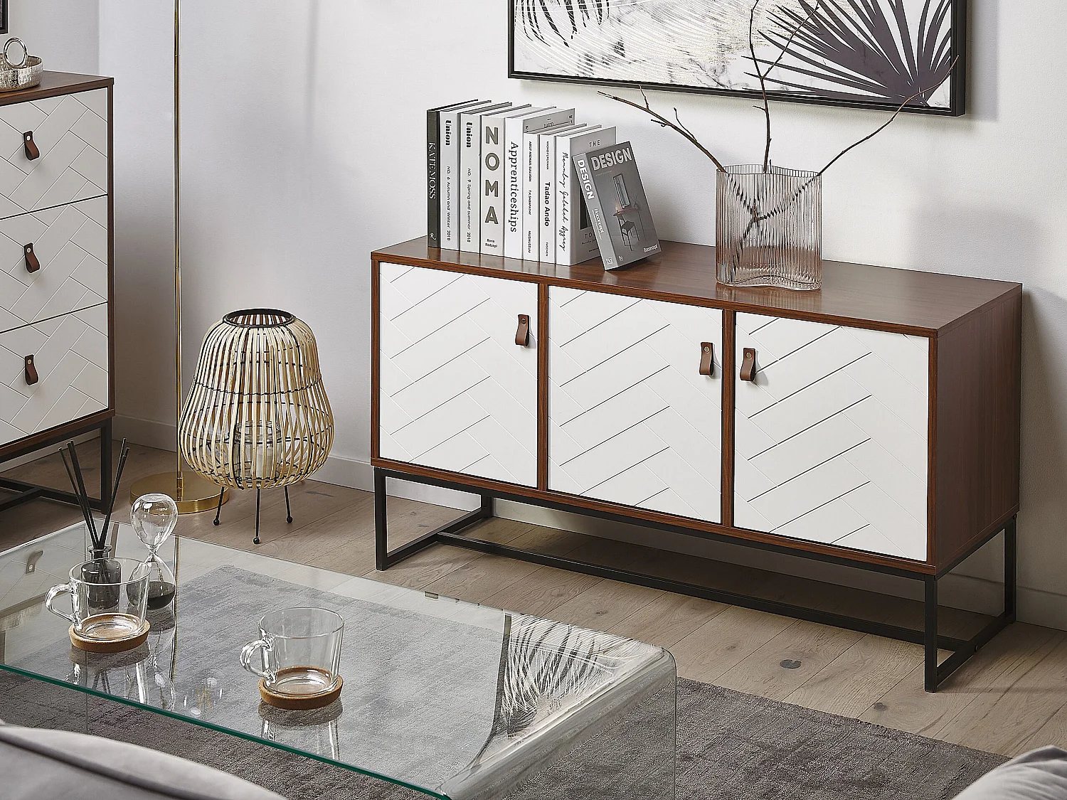 Armoire NUEVA Marron foncé/blanc