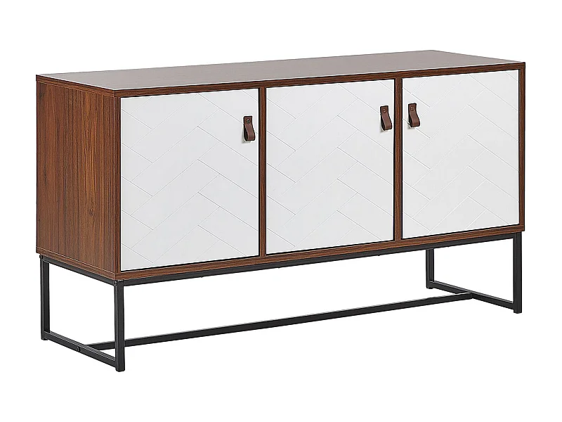 Moderne Kommode dunkler Holzfarbton / weiss 3 Türen Nueva