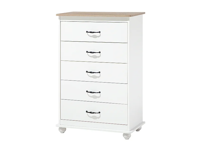 Skandinavische Kommode 5 Schubladen Spanplatte/Holz weiß Sharon