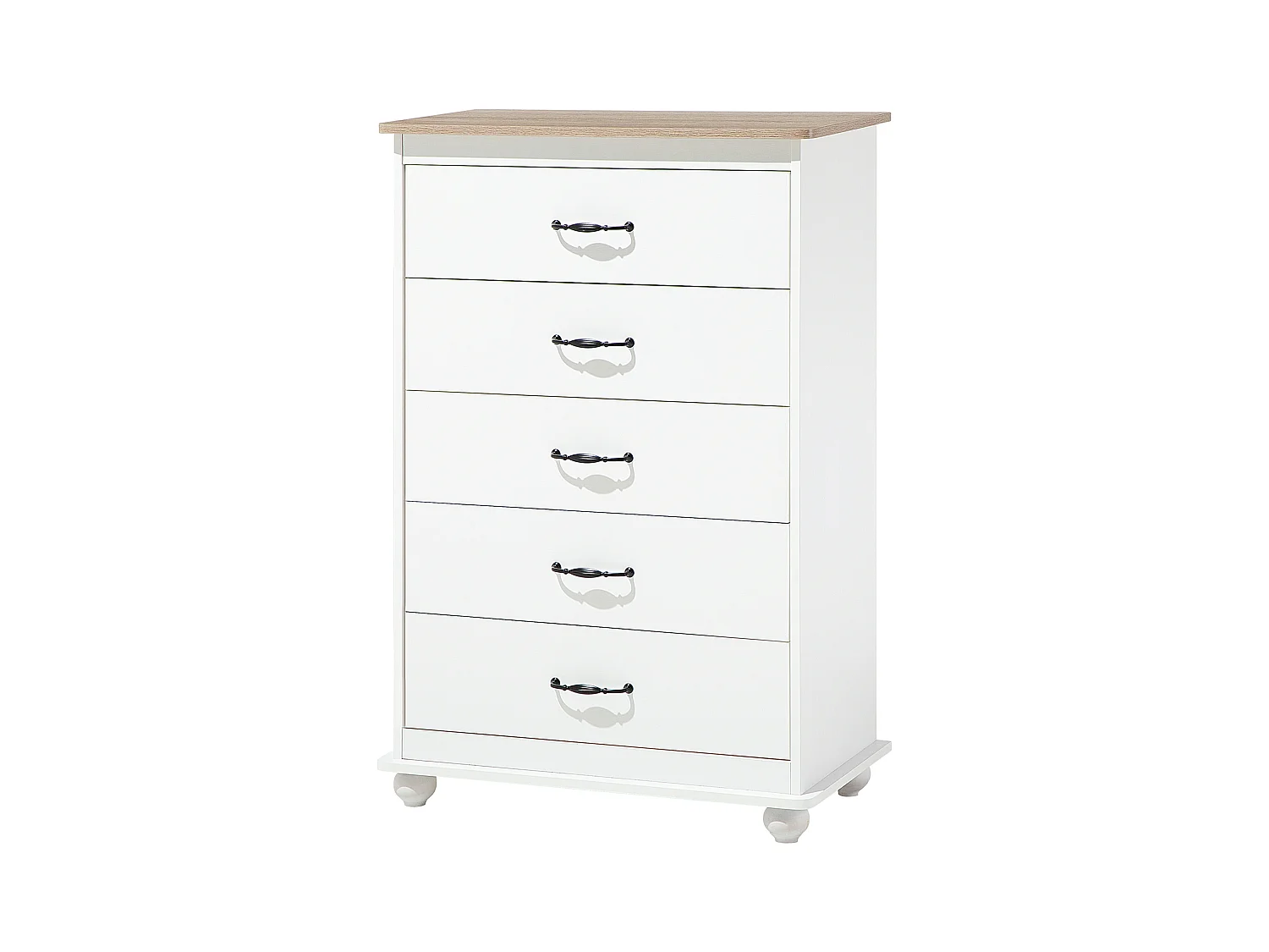 Commode à 5 tiroirs SHARON Blanc