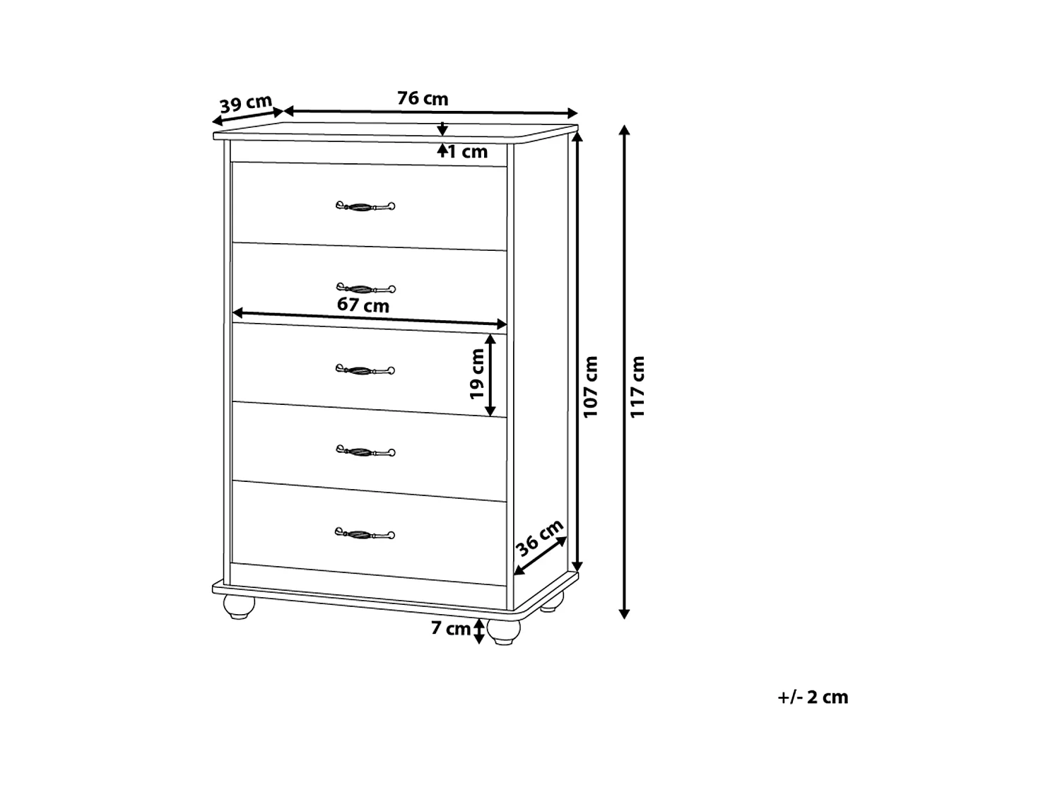 Cómoda de 5 cajones SHARON Blanco