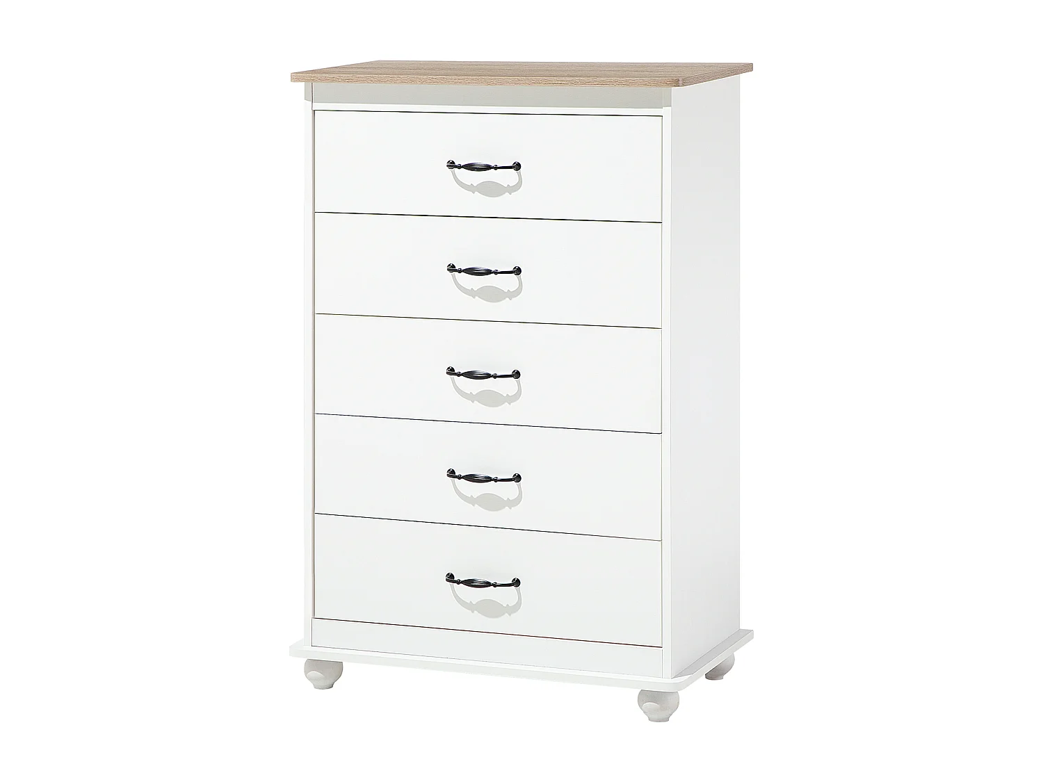 Skandinavische Kommode 5 Schubladen Spanplatte/Holz weiß Sharon
