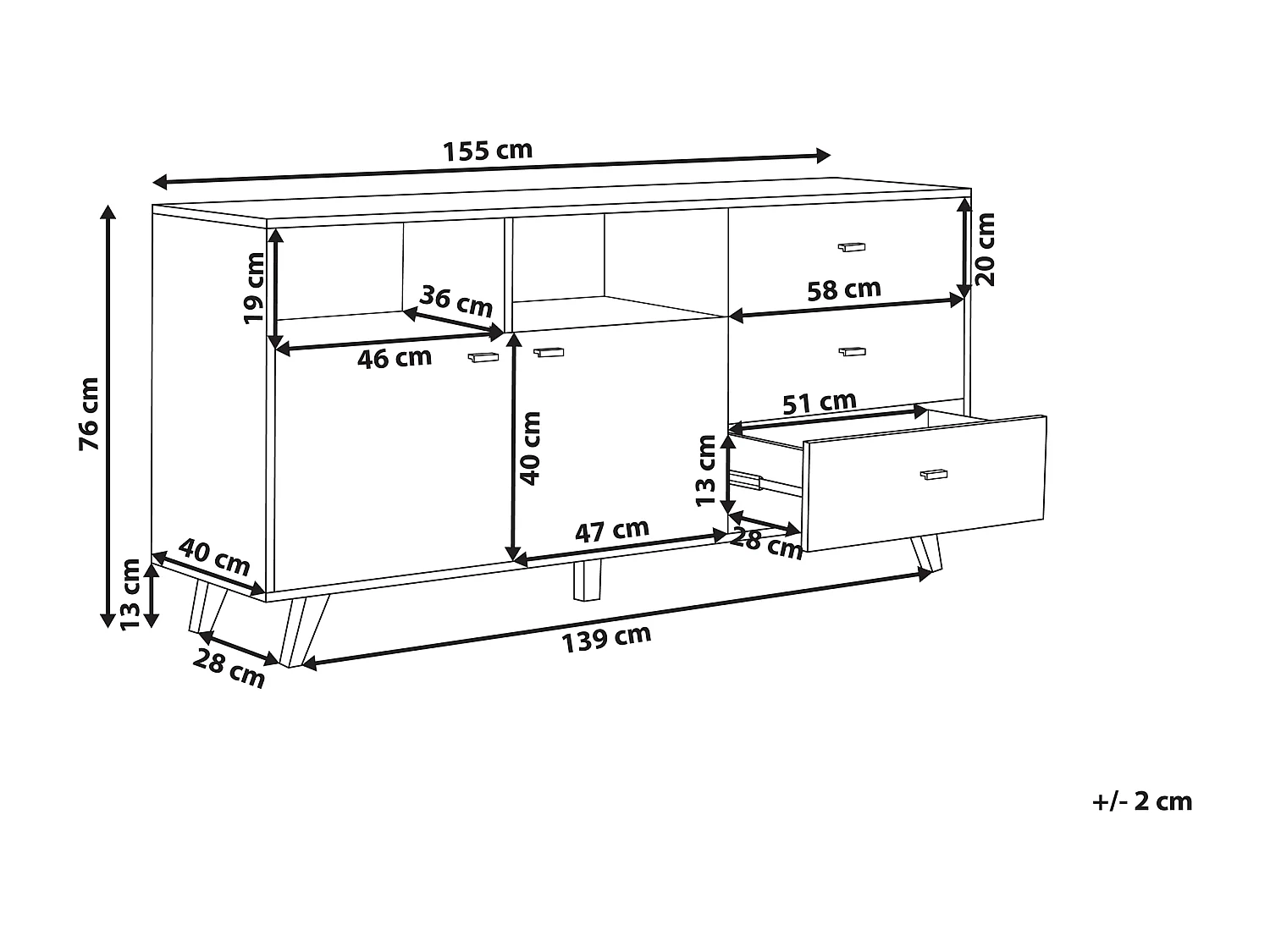 Dressoir met 2 deuren ILION Wit