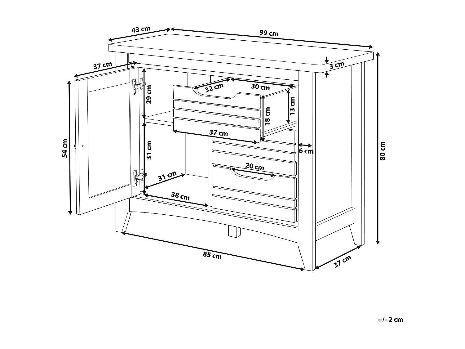 Dressoir met 2 deuren AGORA Bruin