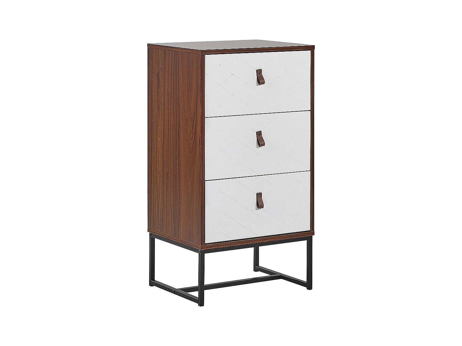 Commode à 3 tiroirs NUEVA Marron foncé/blanc