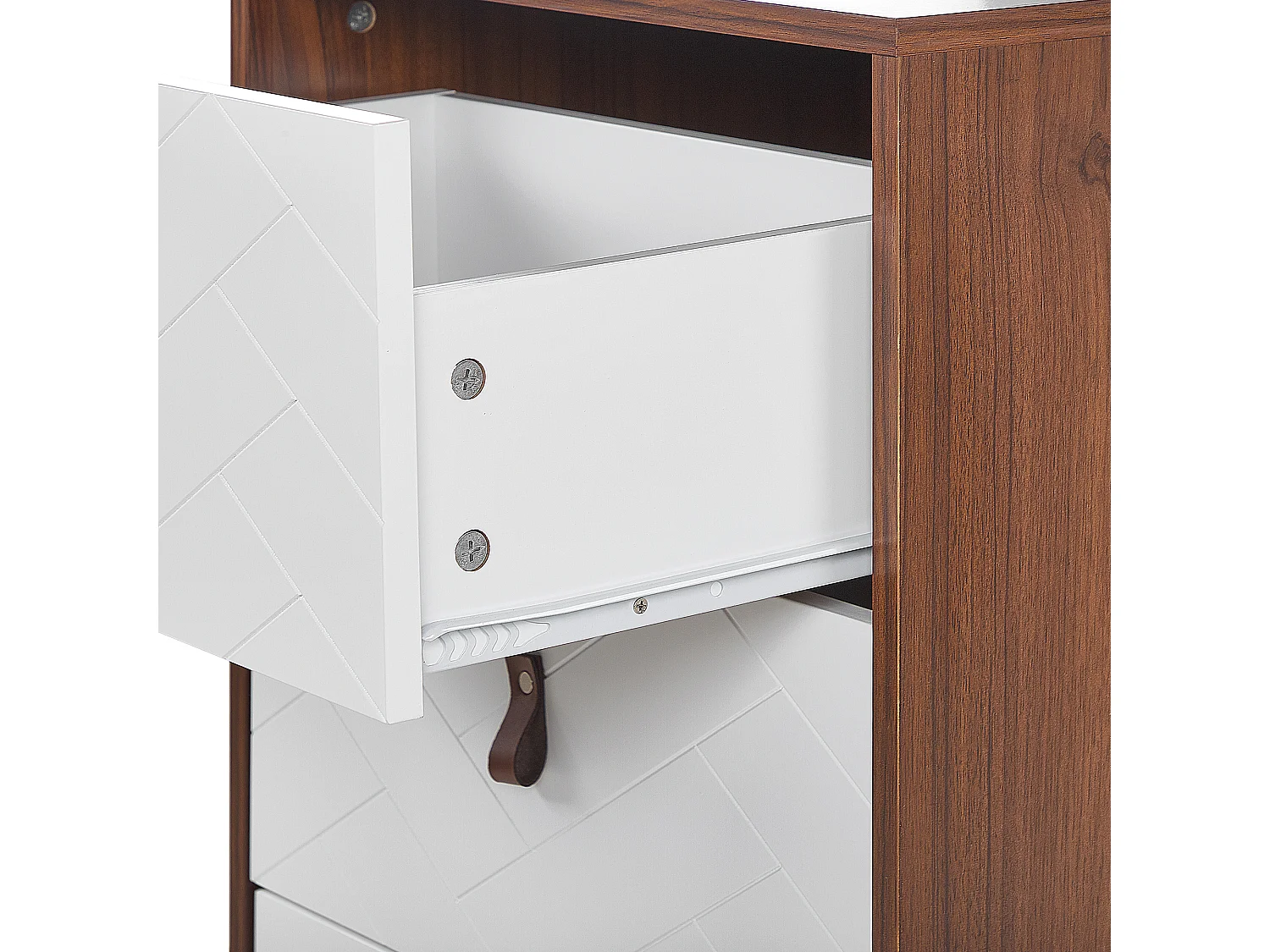 Commode à 3 tiroirs NUEVA Marron foncé/blanc