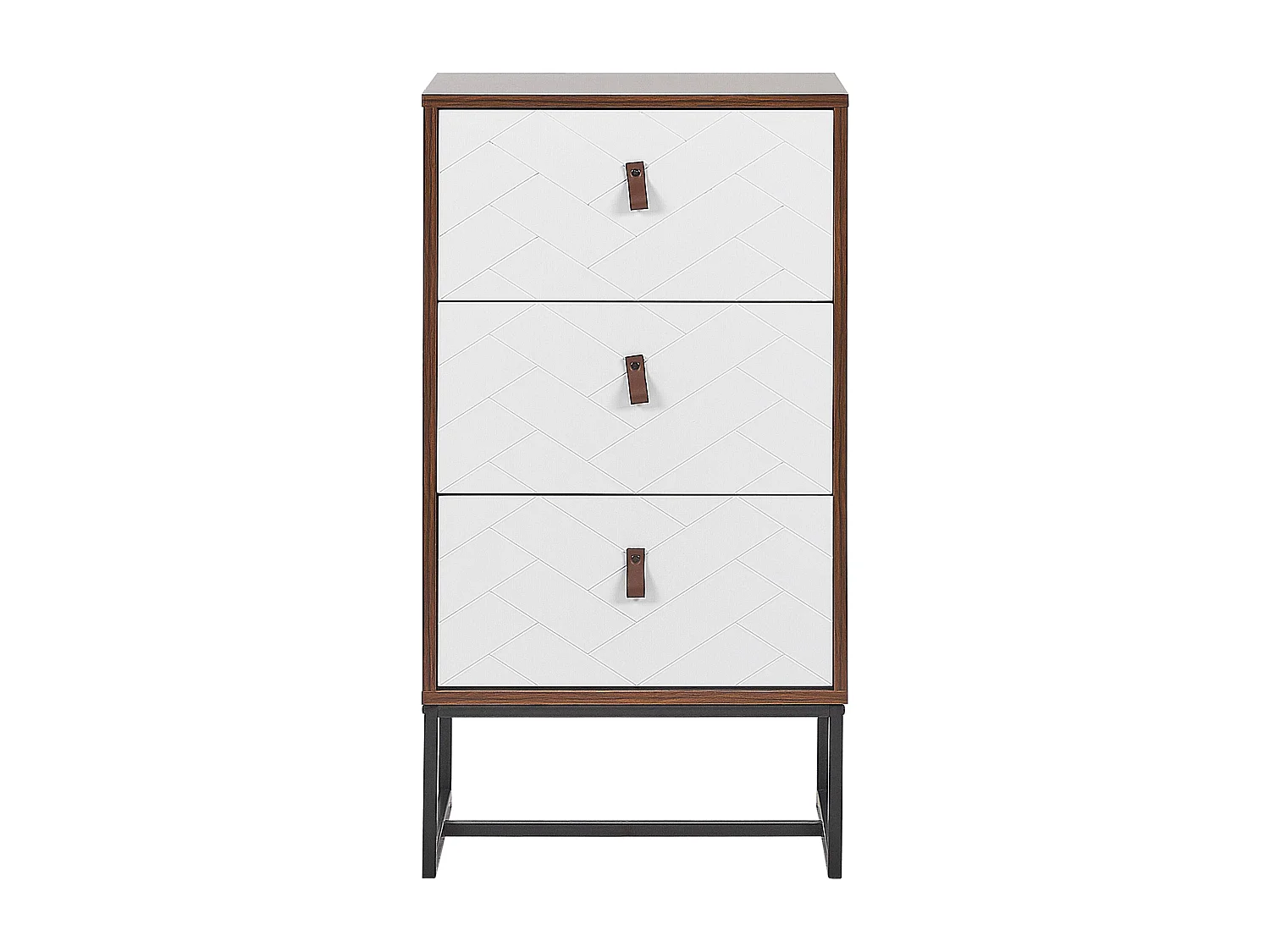 Commode à 3 tiroirs NUEVA Marron foncé/blanc