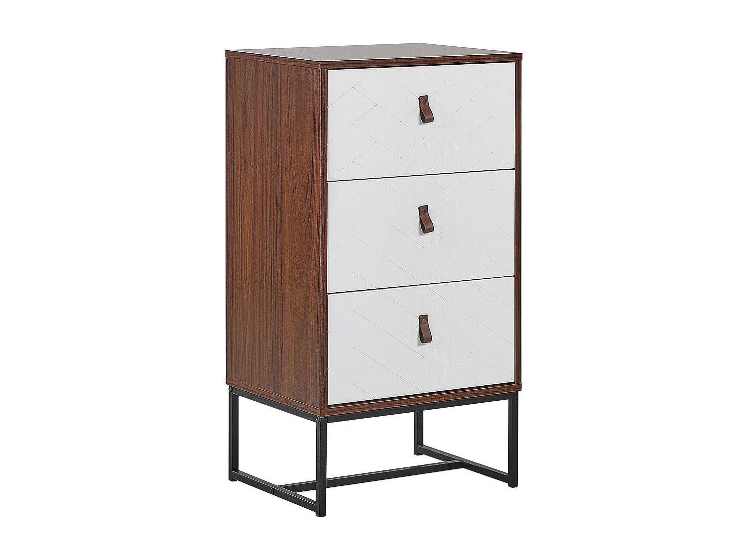 Commode à 3 tiroirs NUEVA Marron foncé/blanc