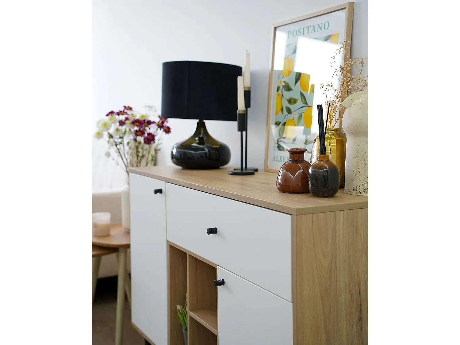 Dressoir met 2 deuren ITACA Bruin/wit
