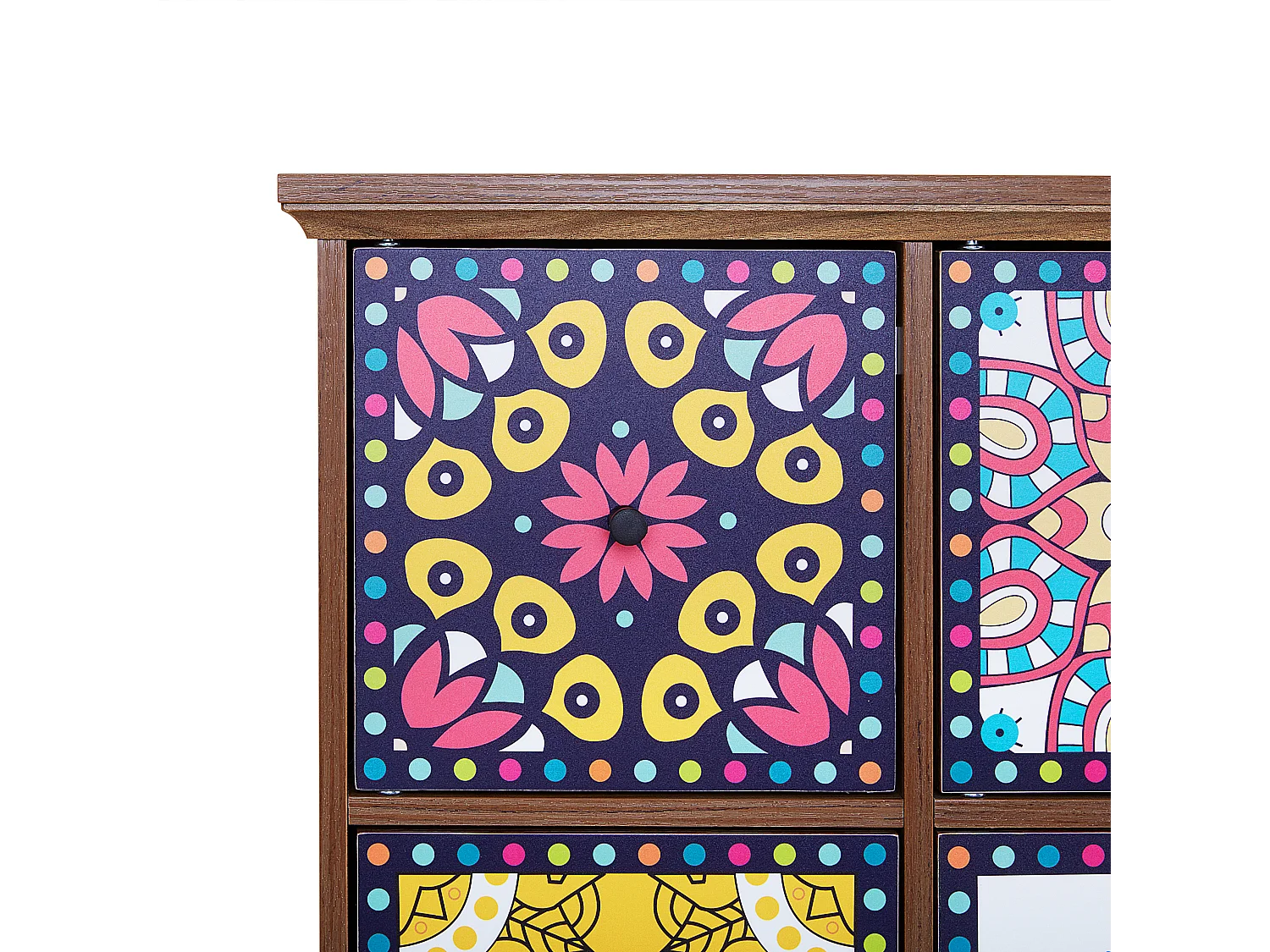 Kommode dunkles Holzfarbton/bunt marokkanisch mit Schubladen Kuma