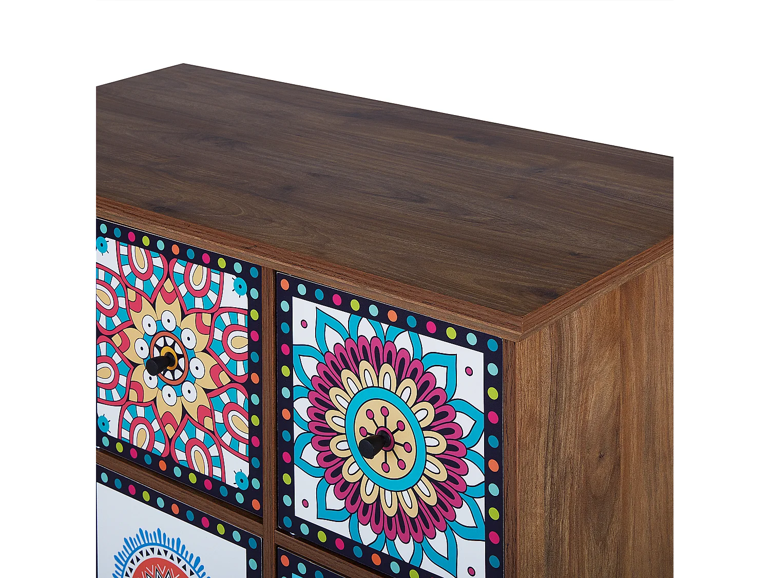 Kommode dunkles Holzfarbton/bunt marokkanisch mit Schubladen Kuma
