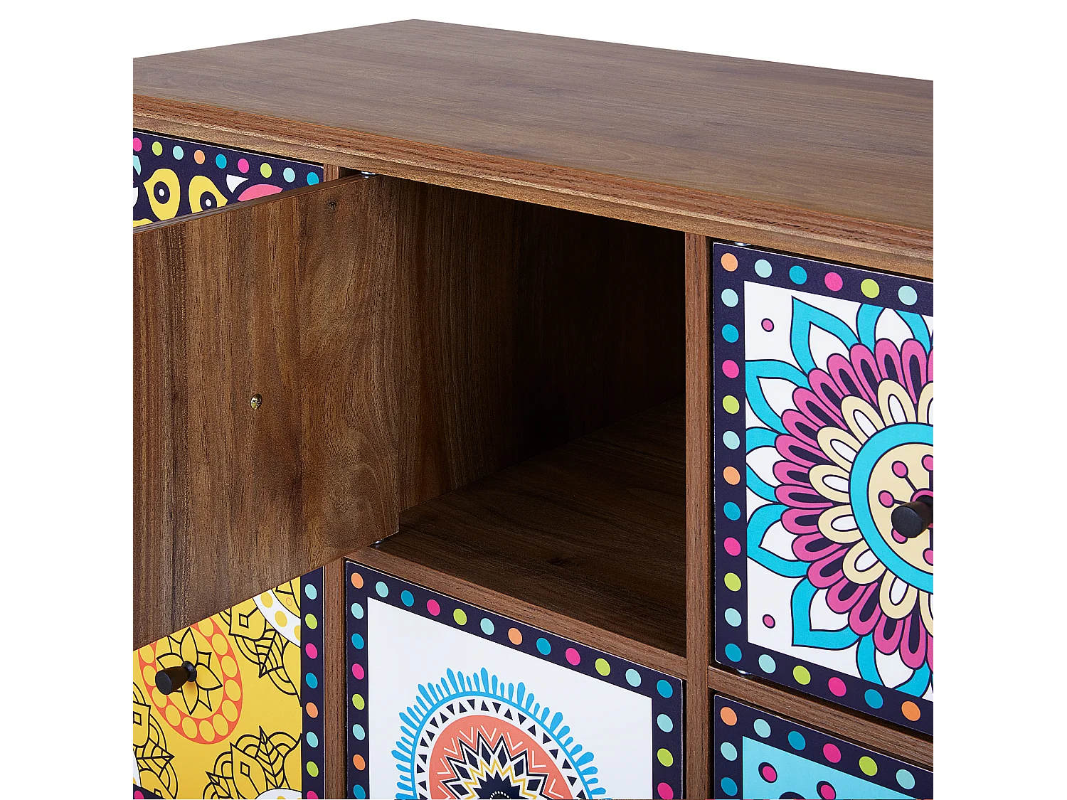 Kommode dunkles Holzfarbton/bunt marokkanisch mit Schubladen Kuma