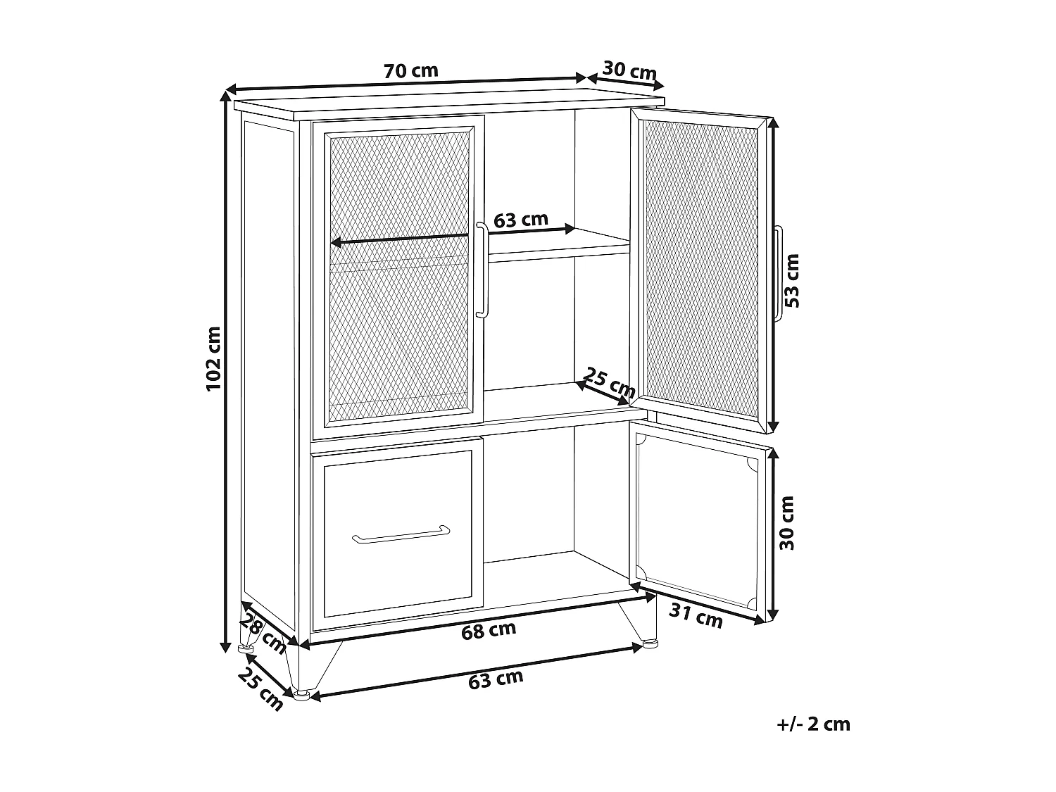 Aparador 4 puertas madera oscura/negro VINCE