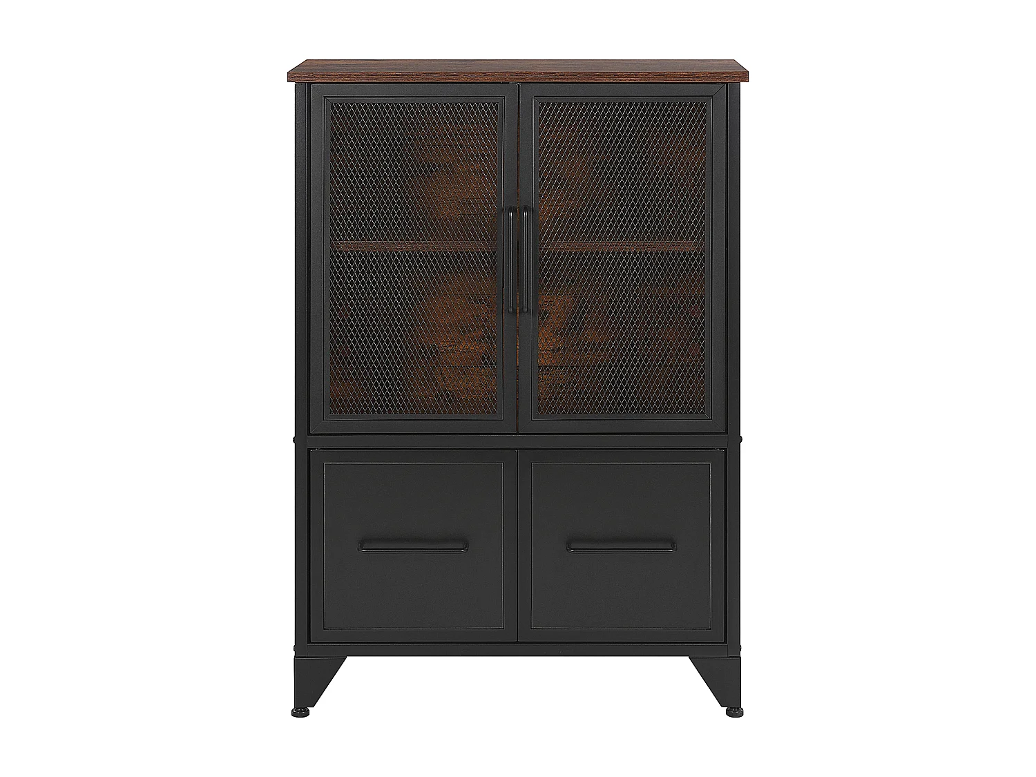 Aparador 4 puertas madera oscura/negro VINCE