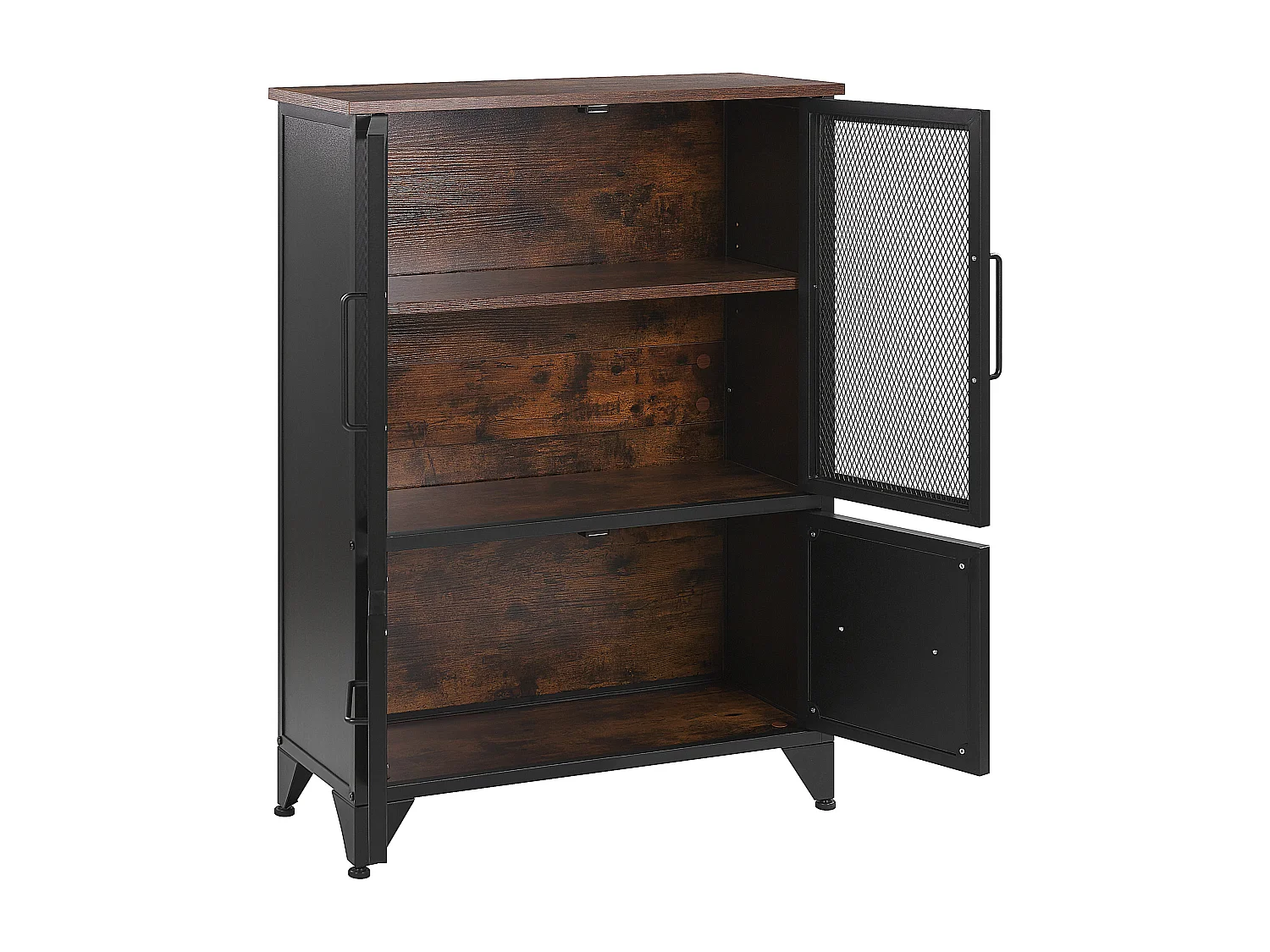 Aparador 4 puertas madera oscura/negro VINCE