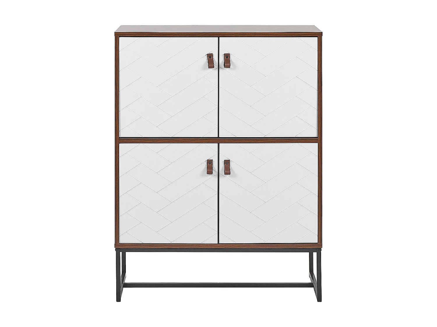 Moderne Kommode dunkler Holzfarbton / weiß 4 Türen Nueva