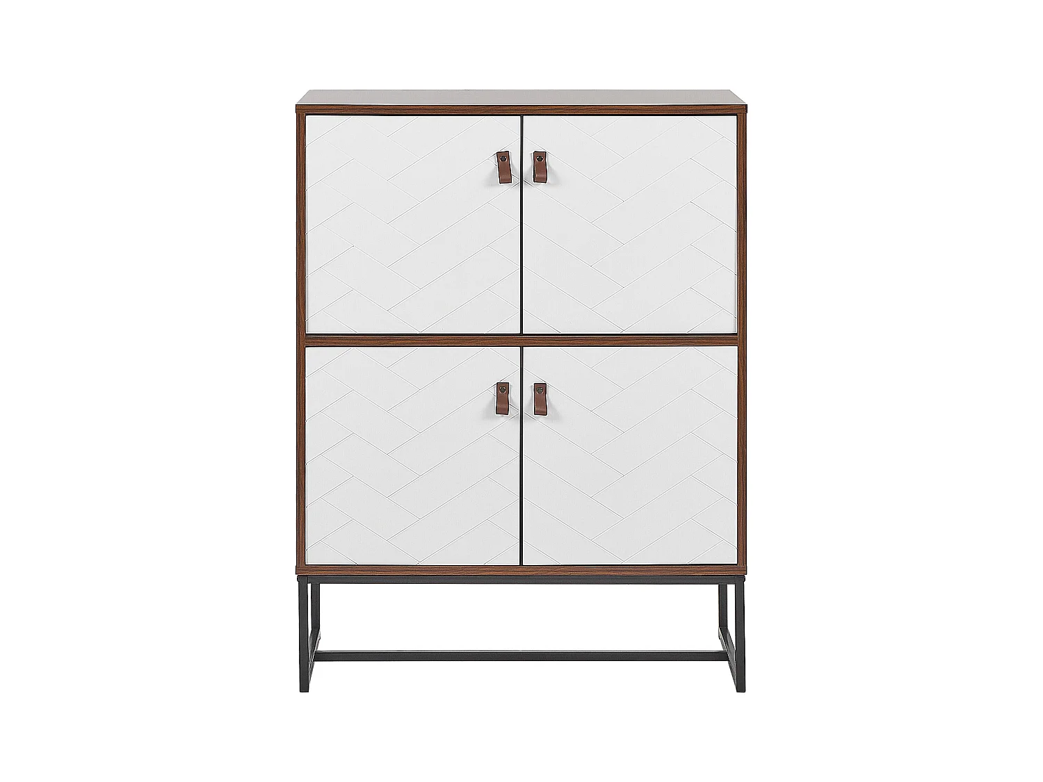 Moderne Kommode dunkler Holzfarbton / weiß 4 Türen Nueva