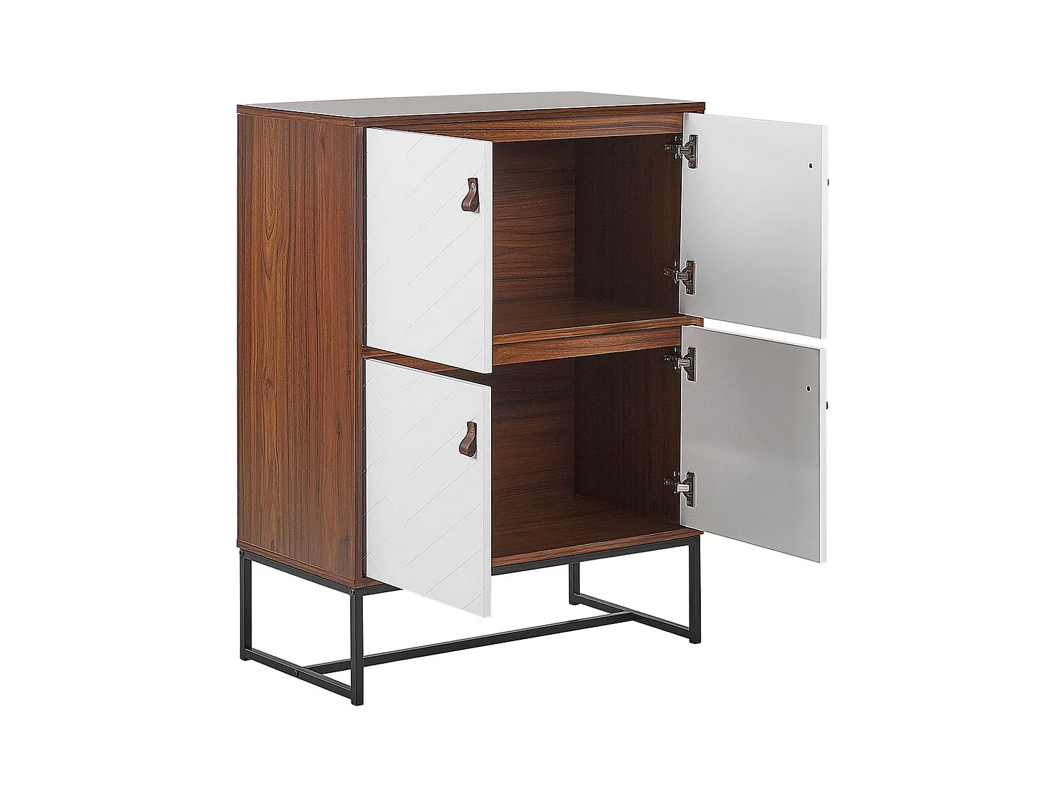 Moderne Kommode dunkler Holzfarbton / weiß 4 Türen Nueva