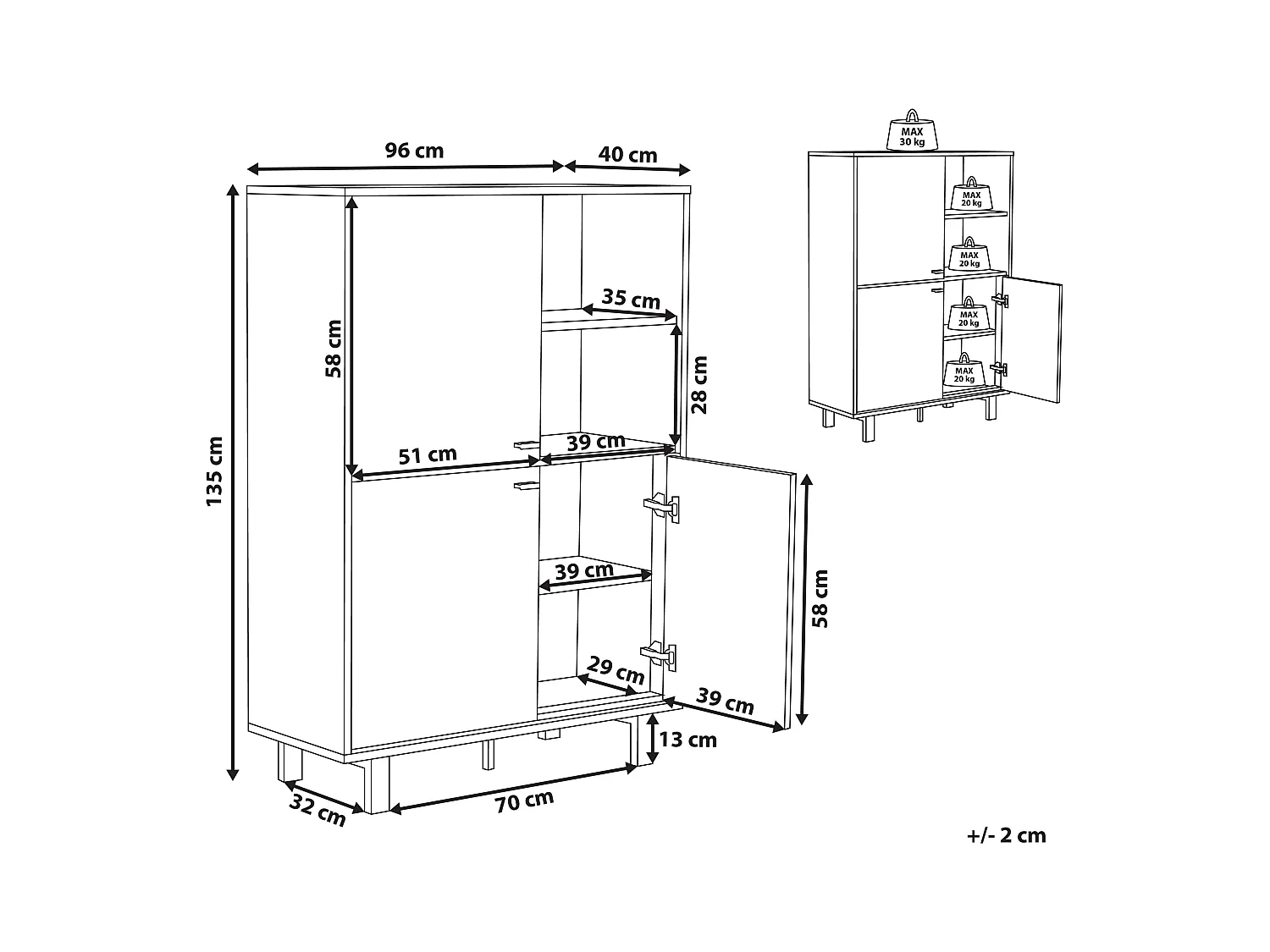Rechteckiges Sideboard mit Retro Charme hellbraun 3 Türen 1 Fach Paramount