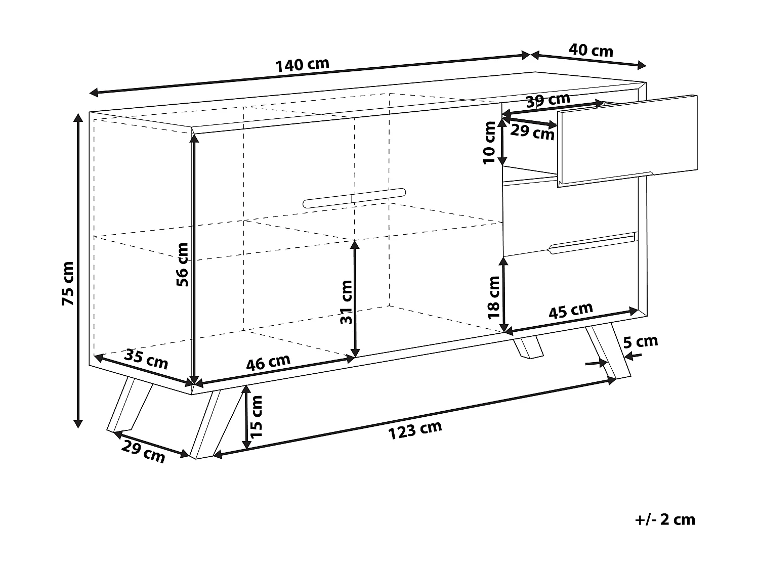Ladekast FORESTER Bruin/wit