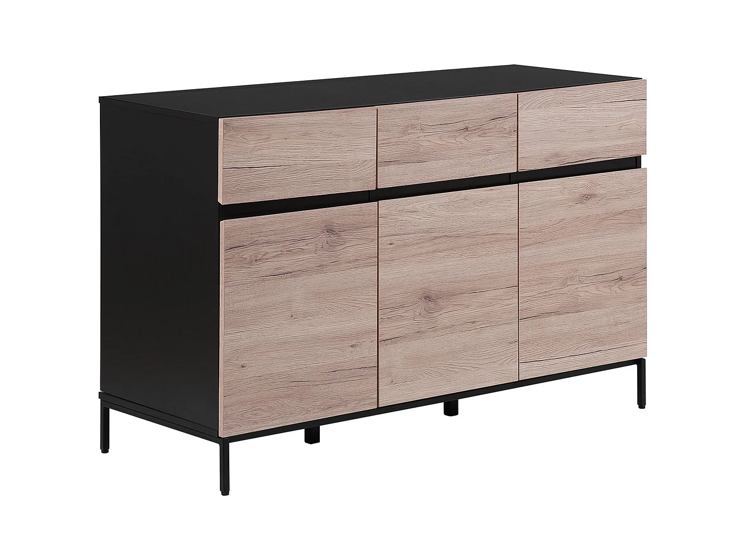 Commode hout/metaal lichtbruin/zwart SYDNEY
