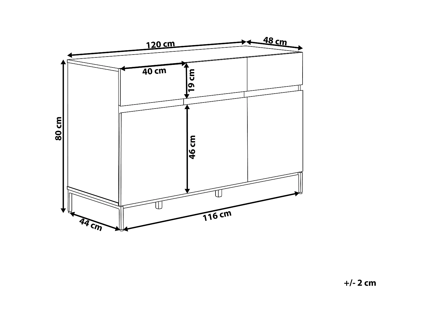 Commode hout/metaal lichtbruin/zwart SYDNEY