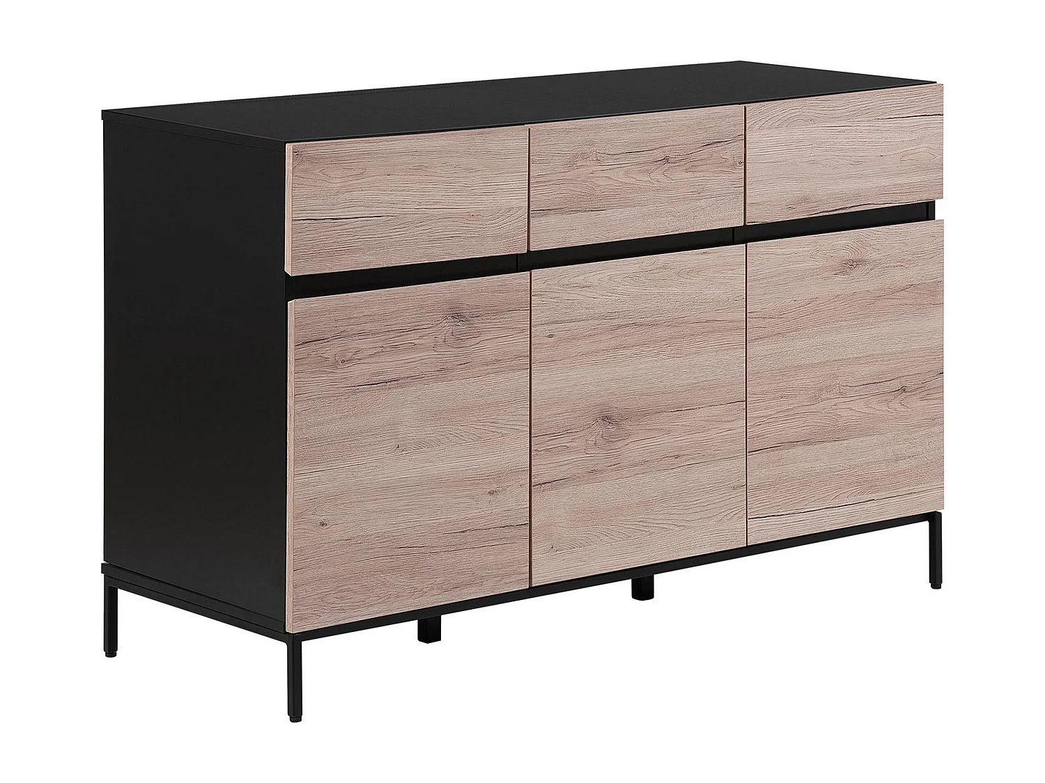 Commode hout/metaal lichtbruin/zwart SYDNEY