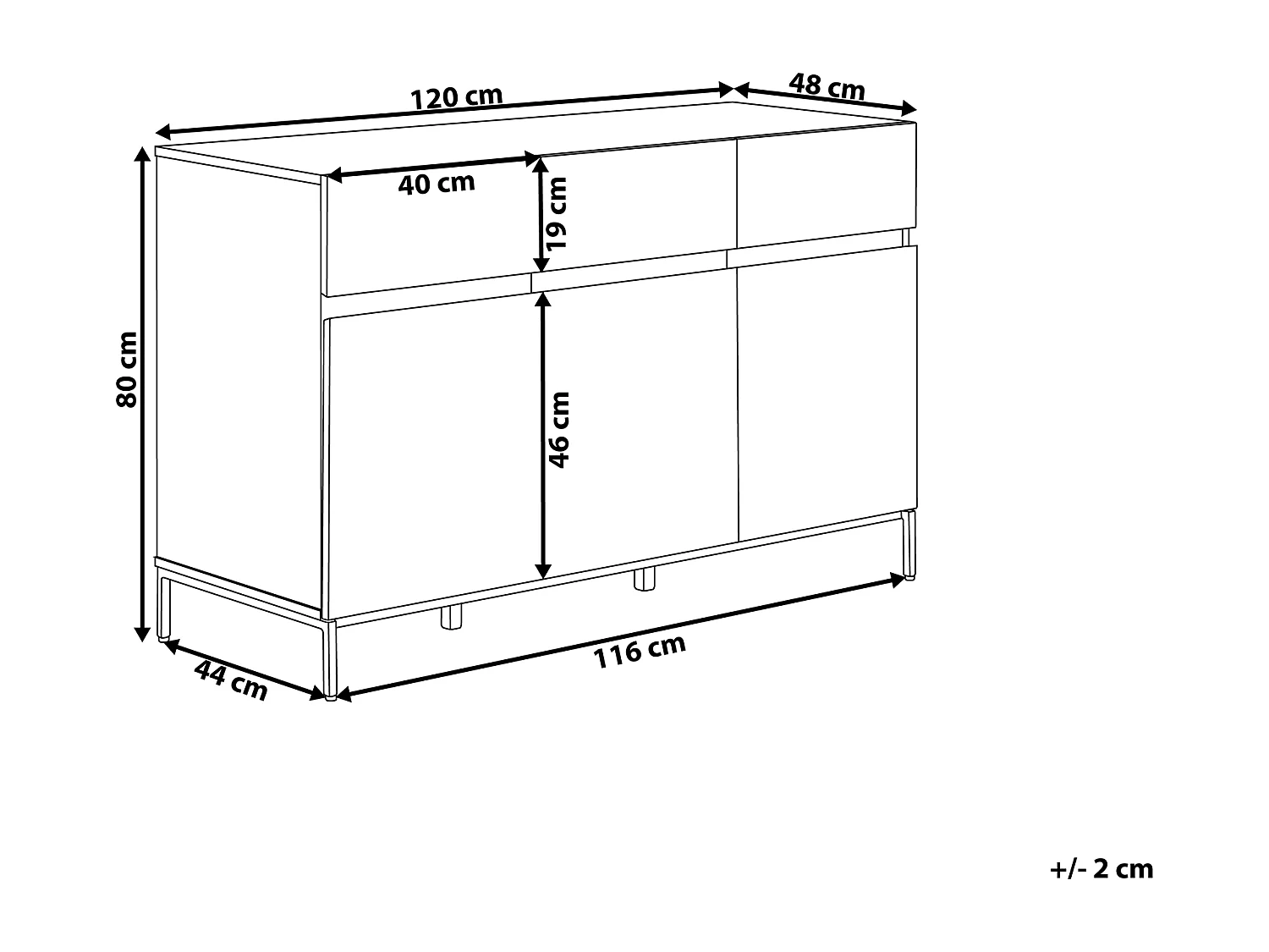 Commode hout/metaal lichtbruin/zwart SYDNEY
