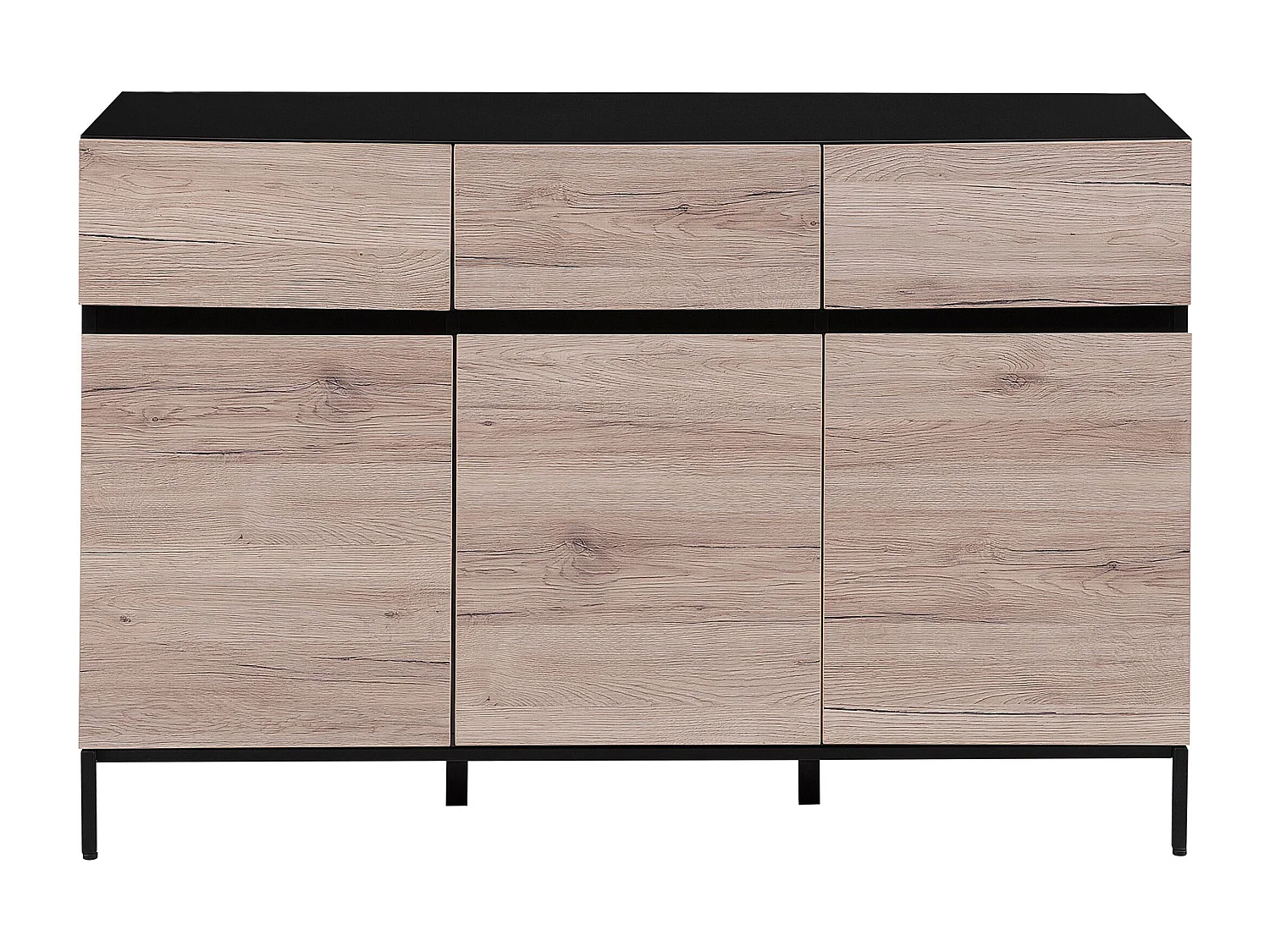 Commode hout/metaal lichtbruin/zwart SYDNEY