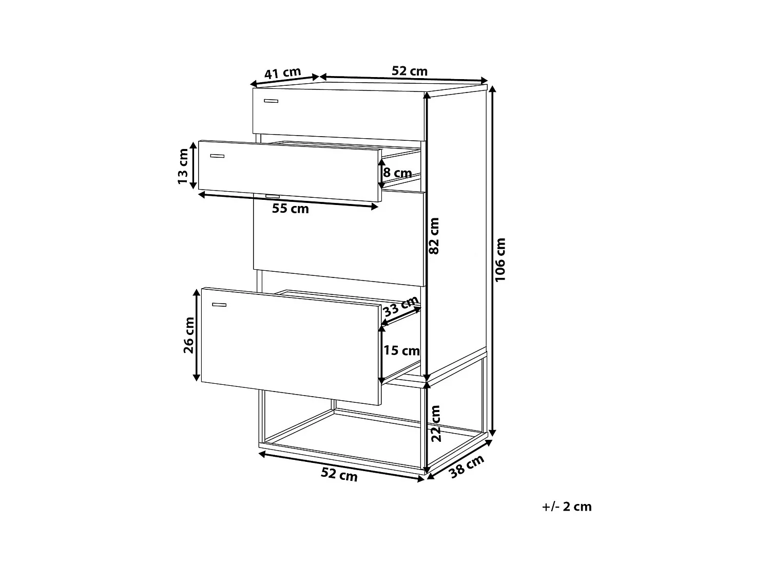 Industrielle Kommode mit 4 Schubladen Betonoptik grau Metallbeine schwarz Acra