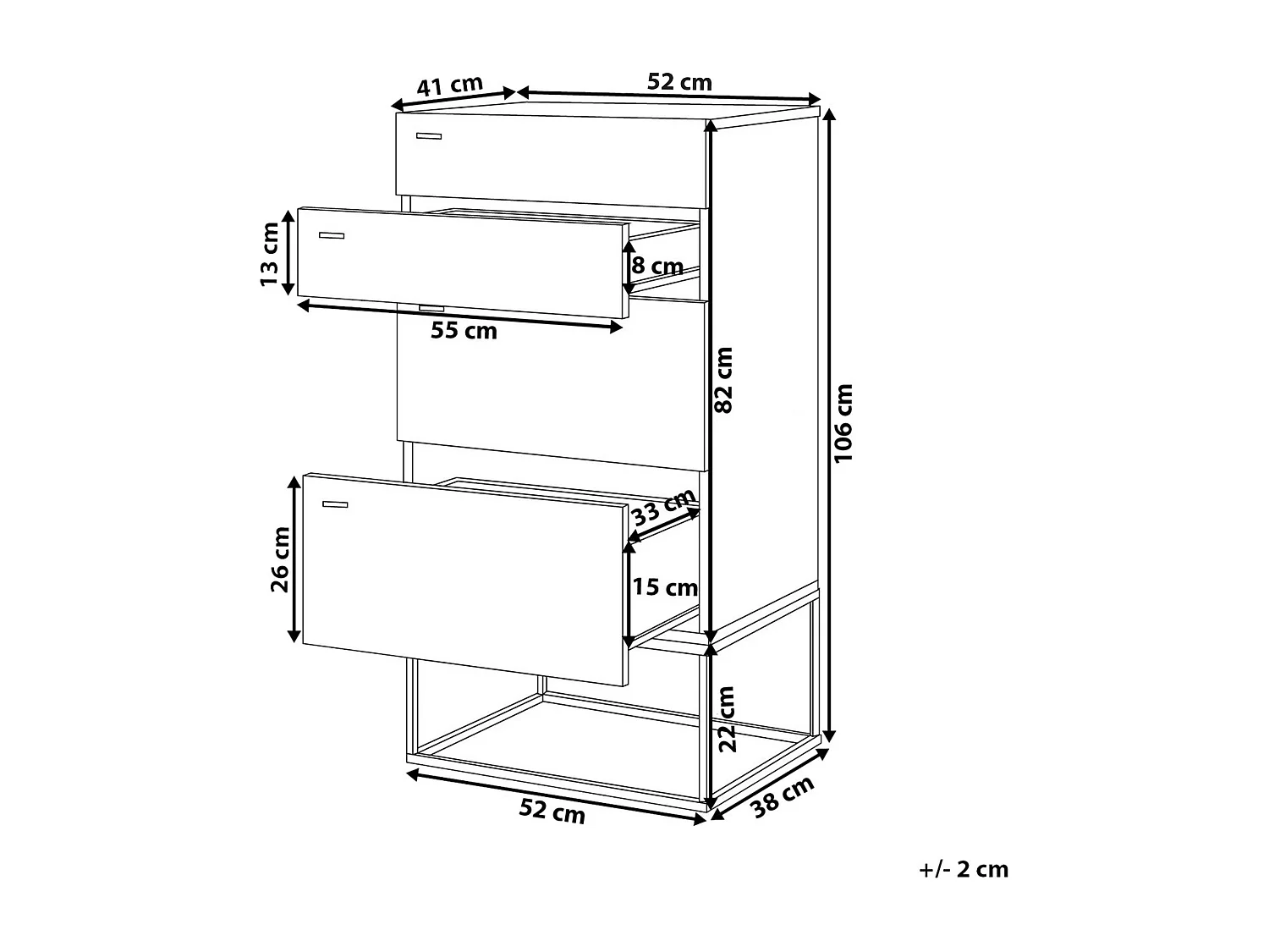 Commode à 4 tiroirs ACRA Effet béton gris