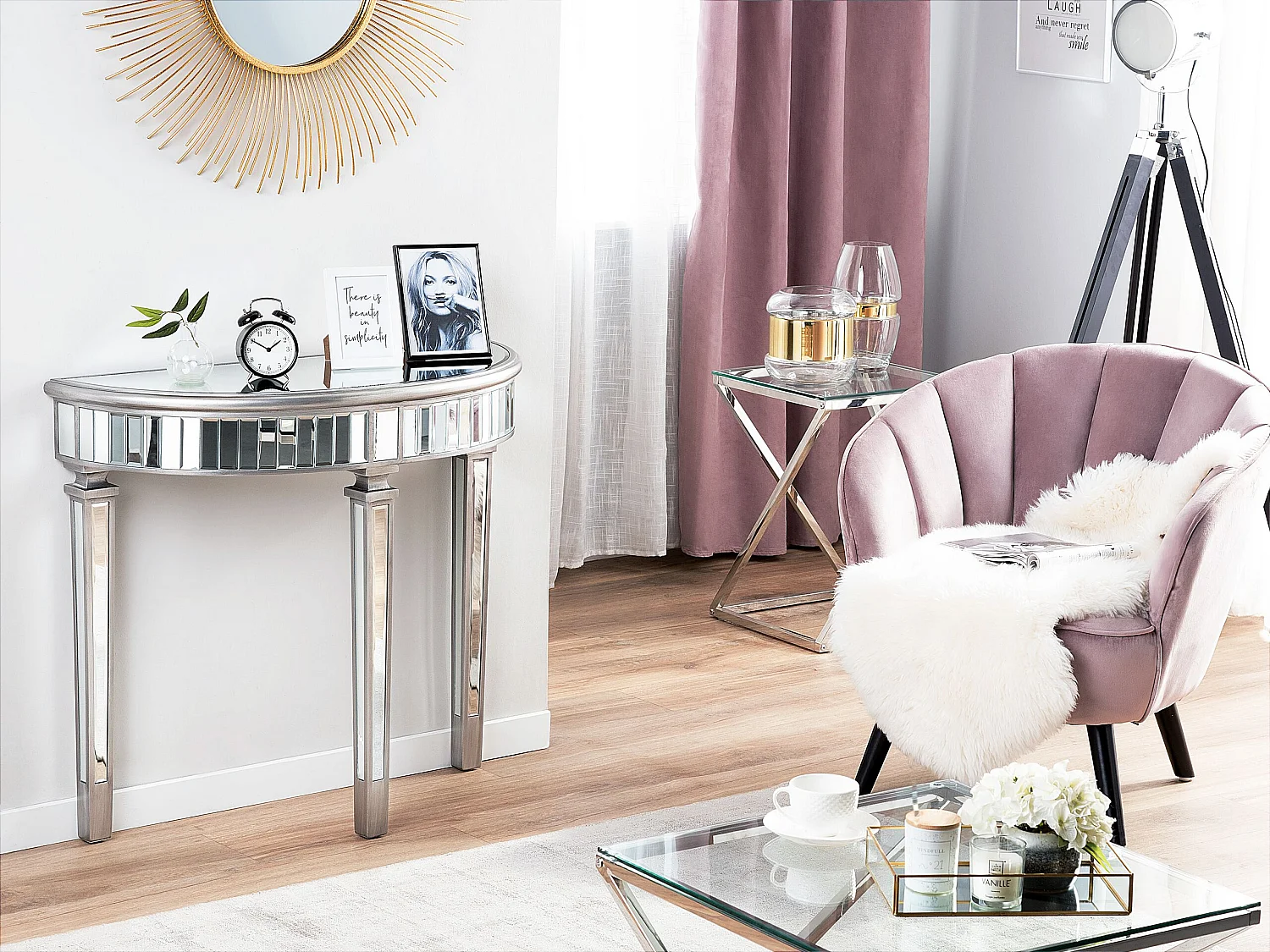 Tavolino consolle TOULOUSE Argento specchiato